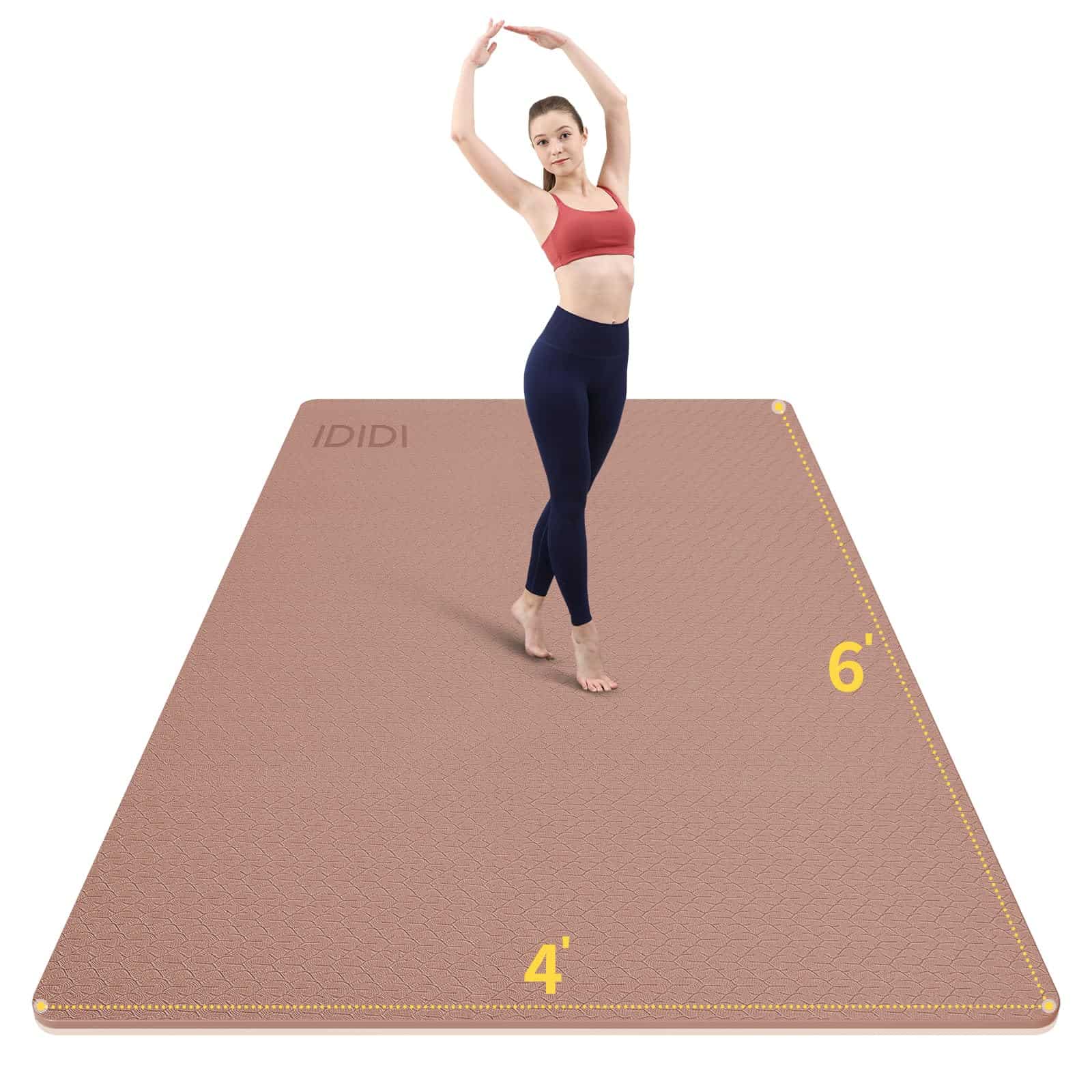 Tapete de Yoga Grande de 8 mm (6'x 4') - -Café+Albaricoque