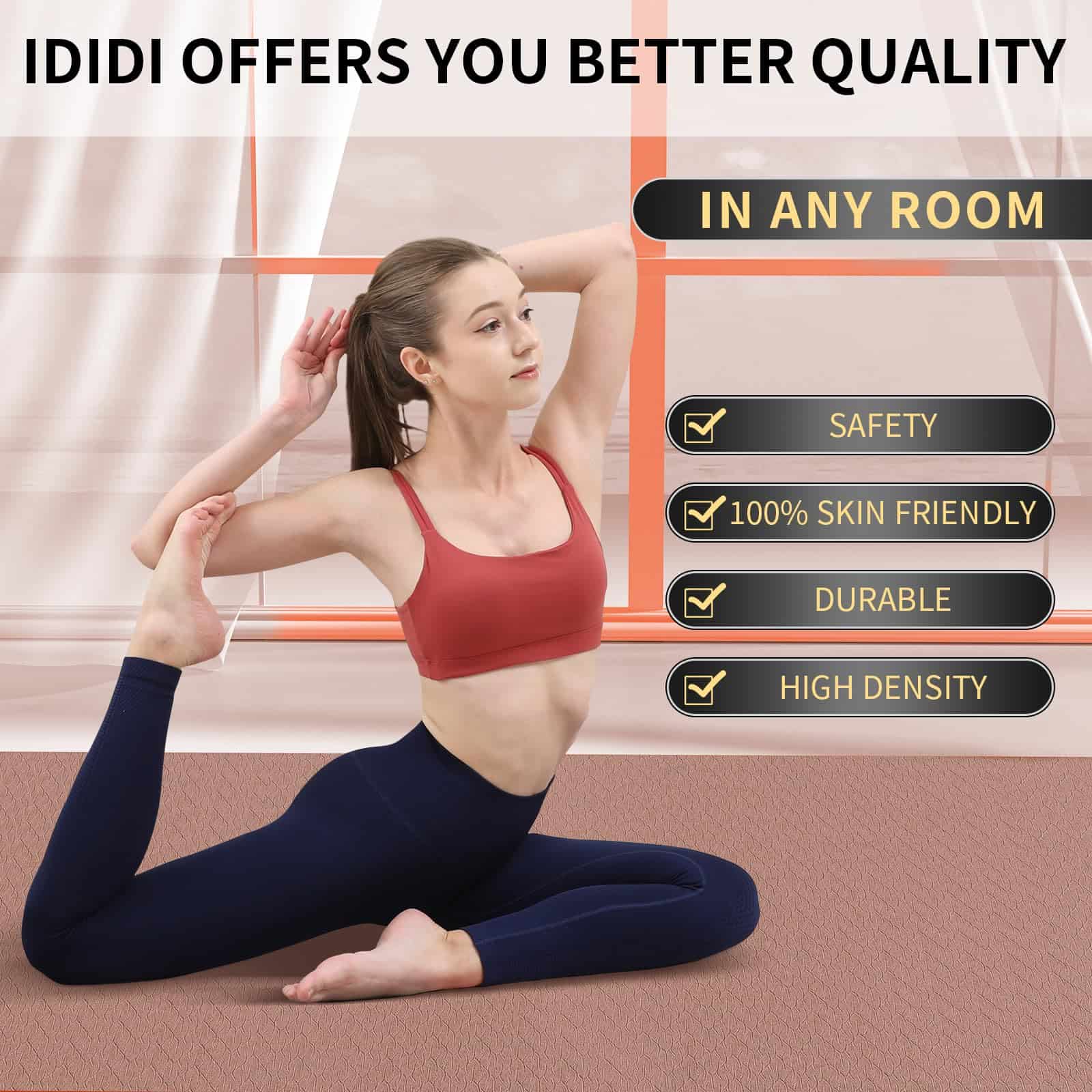 Tapete de Yoga Grande de 8 mm (6'x 4') - -Café+Albaricoque - Imagen 5