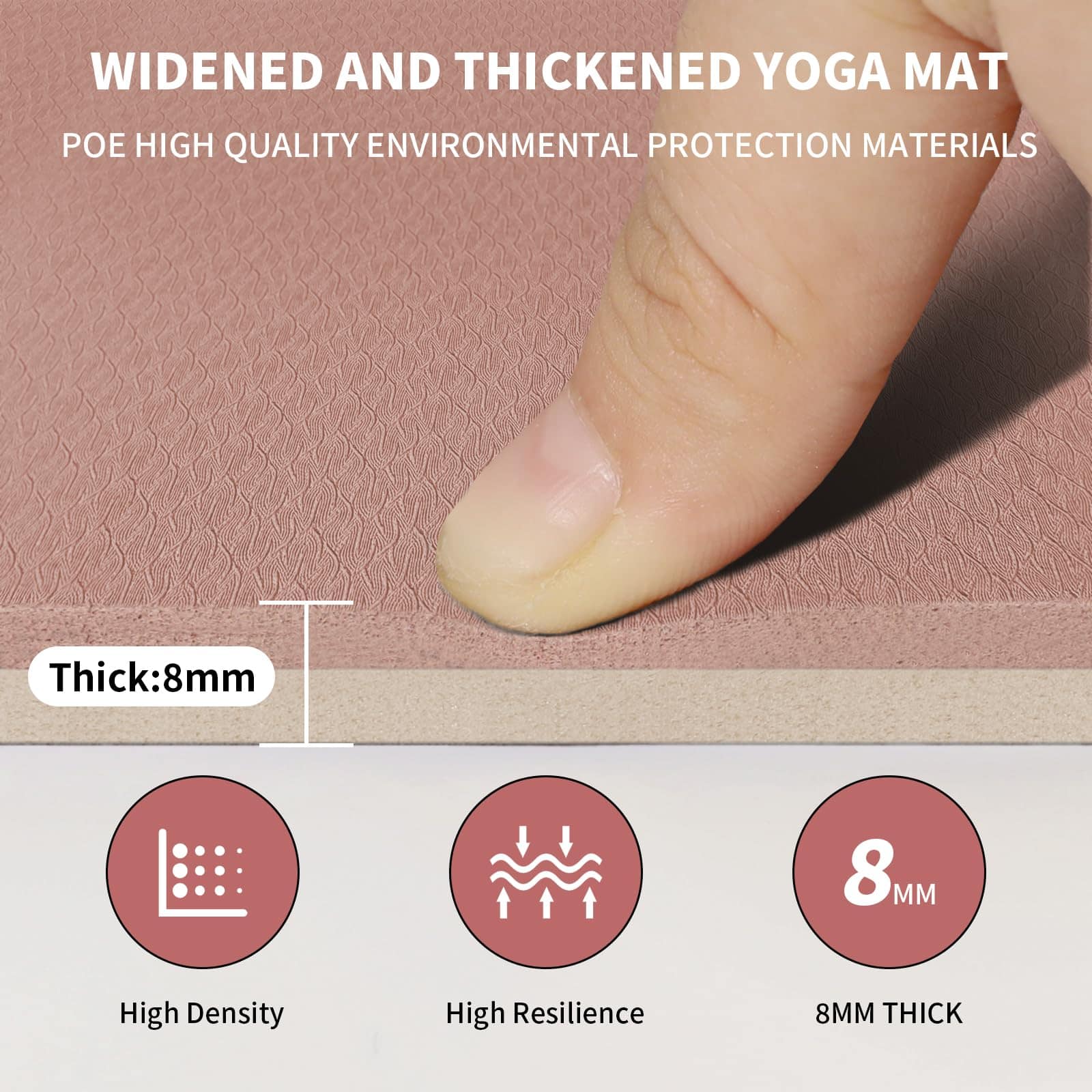 Tapete de Yoga Grande de 8 mm (6'x 4') - -Café+Albaricoque - Imagen 6