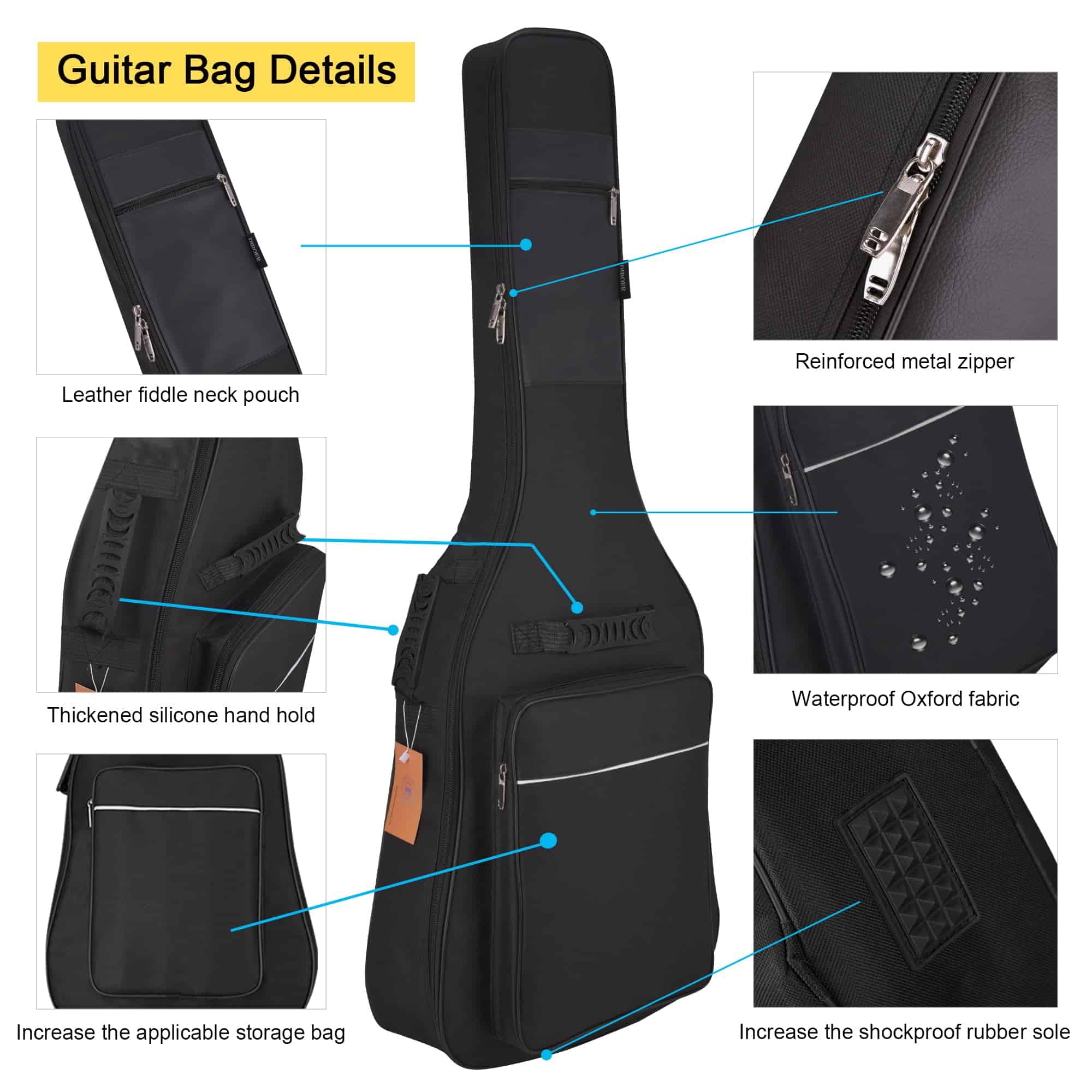 Funda para guitarra acústica diboer de 41 pulgadas con - Imagen 5