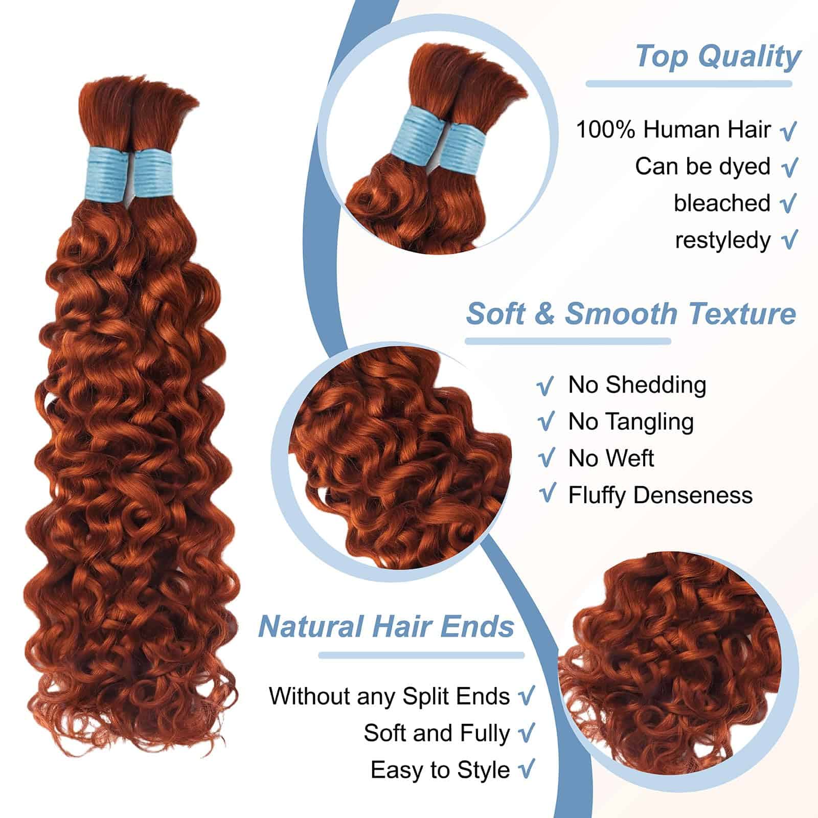 Cabello de Trenza Humana para Trenzas Boho Cabello Ondulado - Imagen 3