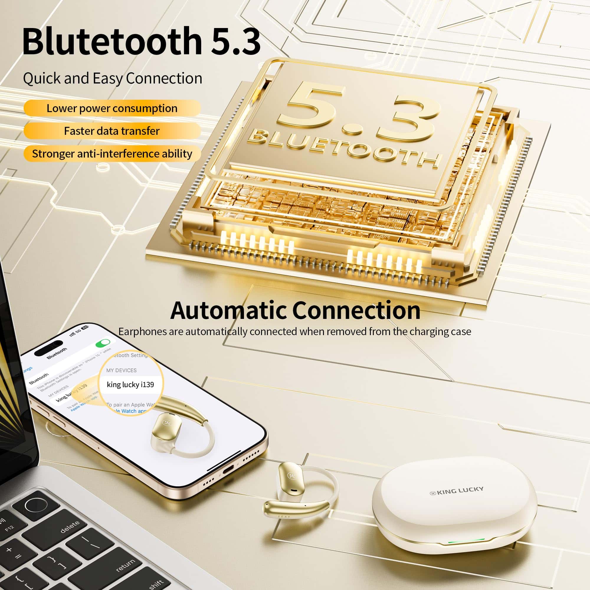 Audífonos Inalámbricos de Conducción Ósea Kinglucky - Imagen 7