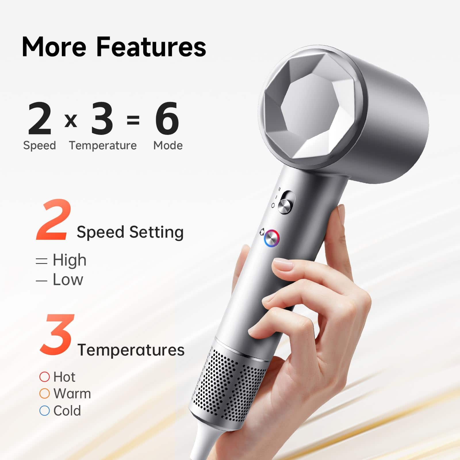 Secador de Pelo VTT, 130000 RPM Secador de Alta Velocidad - Imagen 4