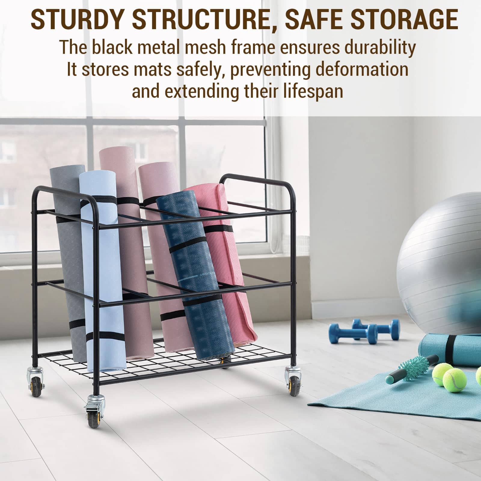 Porta Tapetes de Yoga Profesional con Ruedas Rodantes - Imagen 4