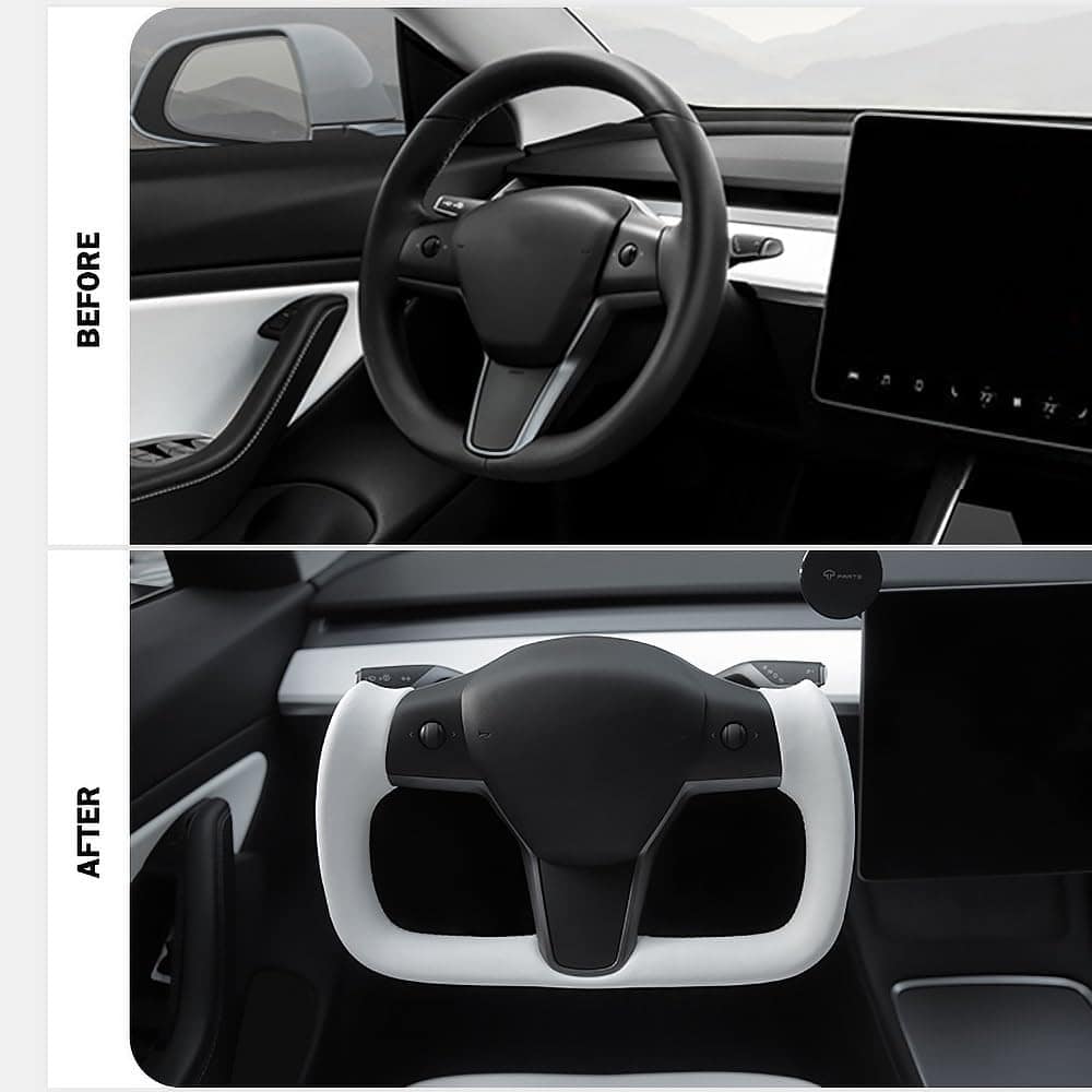 Volante Yoke Personalizado para Tesla 3 Y, Cuero Nappa - Imagen 6