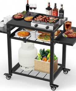 Mesa de Parrilla Exterior Yozoia, Carro de Parrilla Móvil