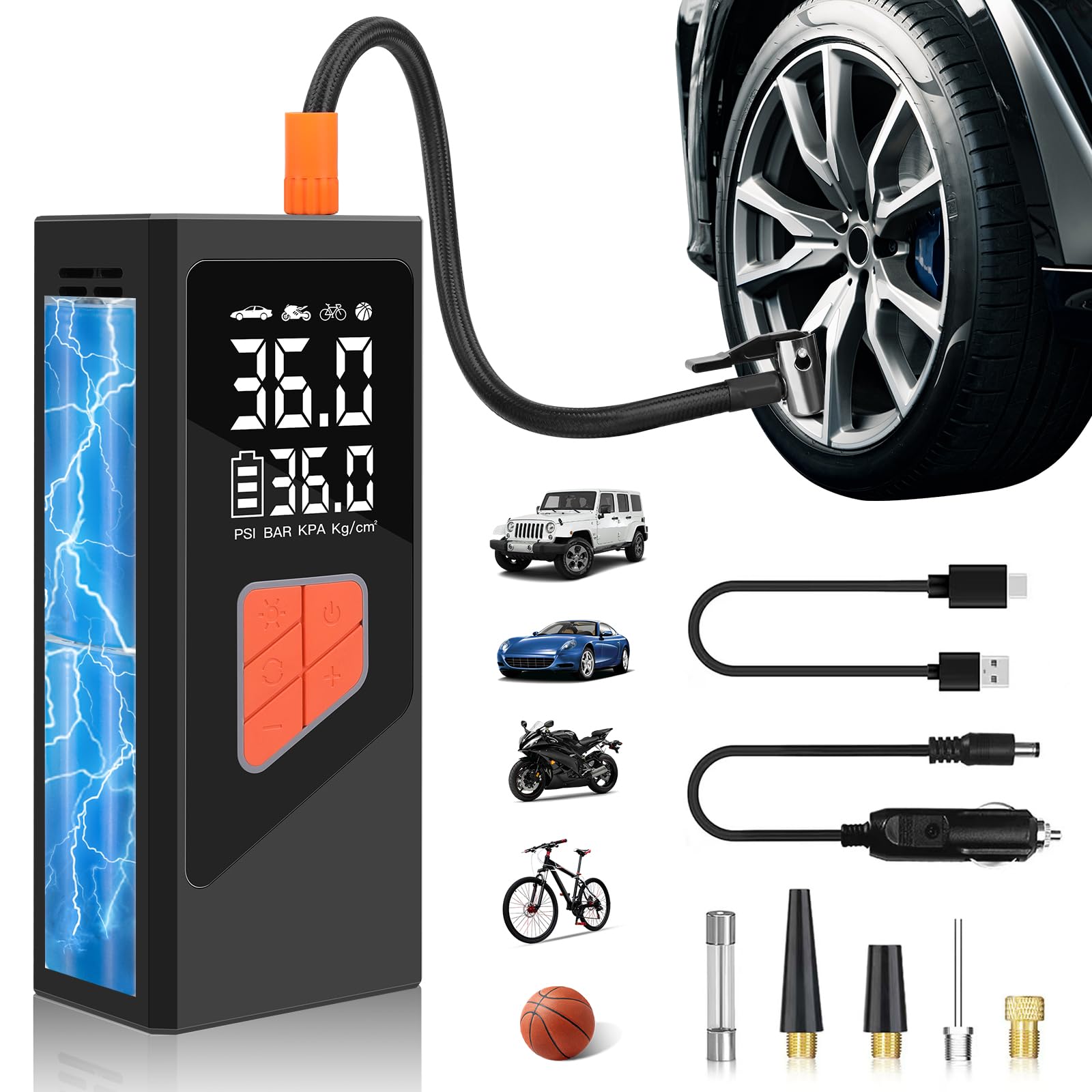 Inflador de neumáticos portátil KanYool, Compresor de aire