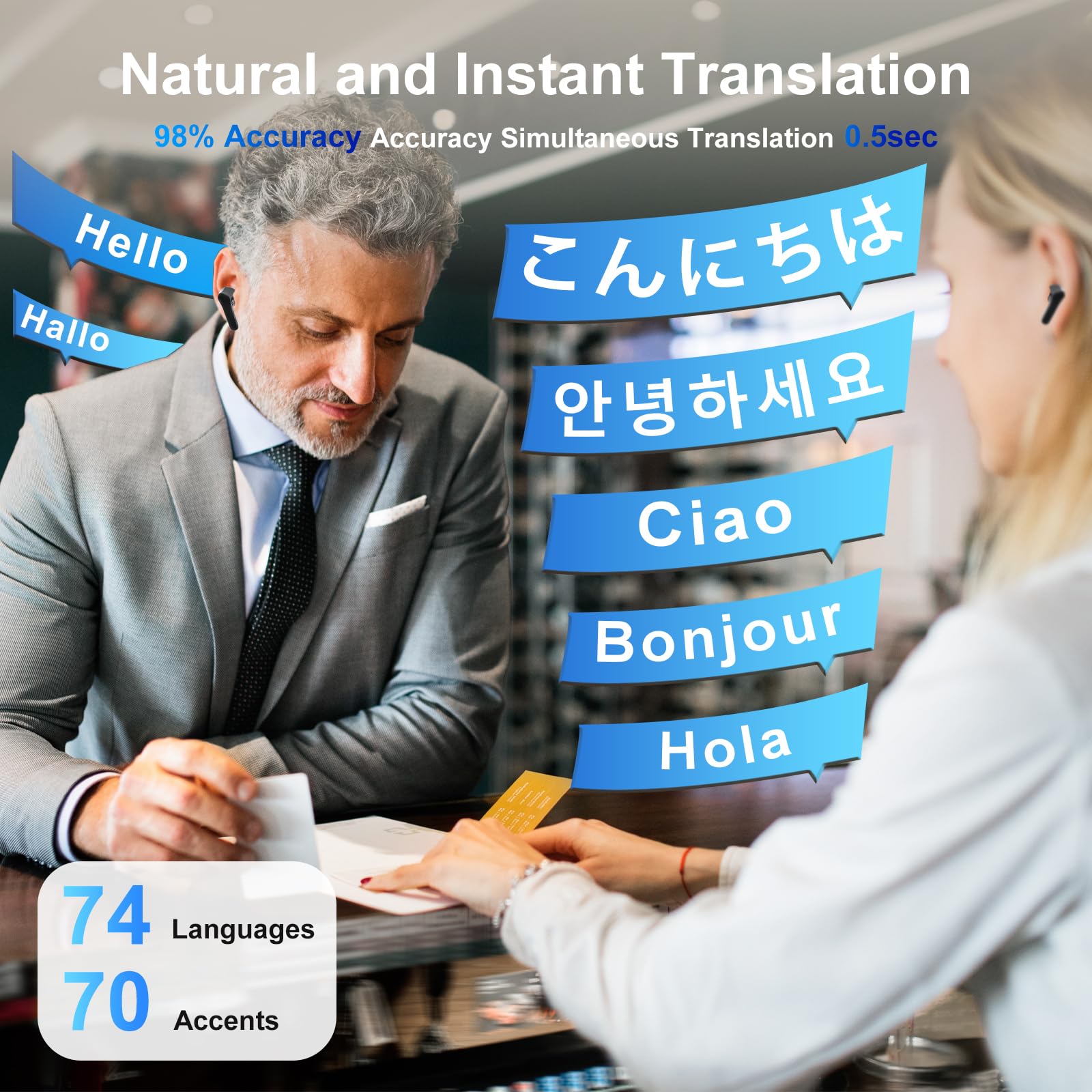 Audífonos Traductores de Idiomas, 144 Idiomas -o (Negro) - Imagen 4