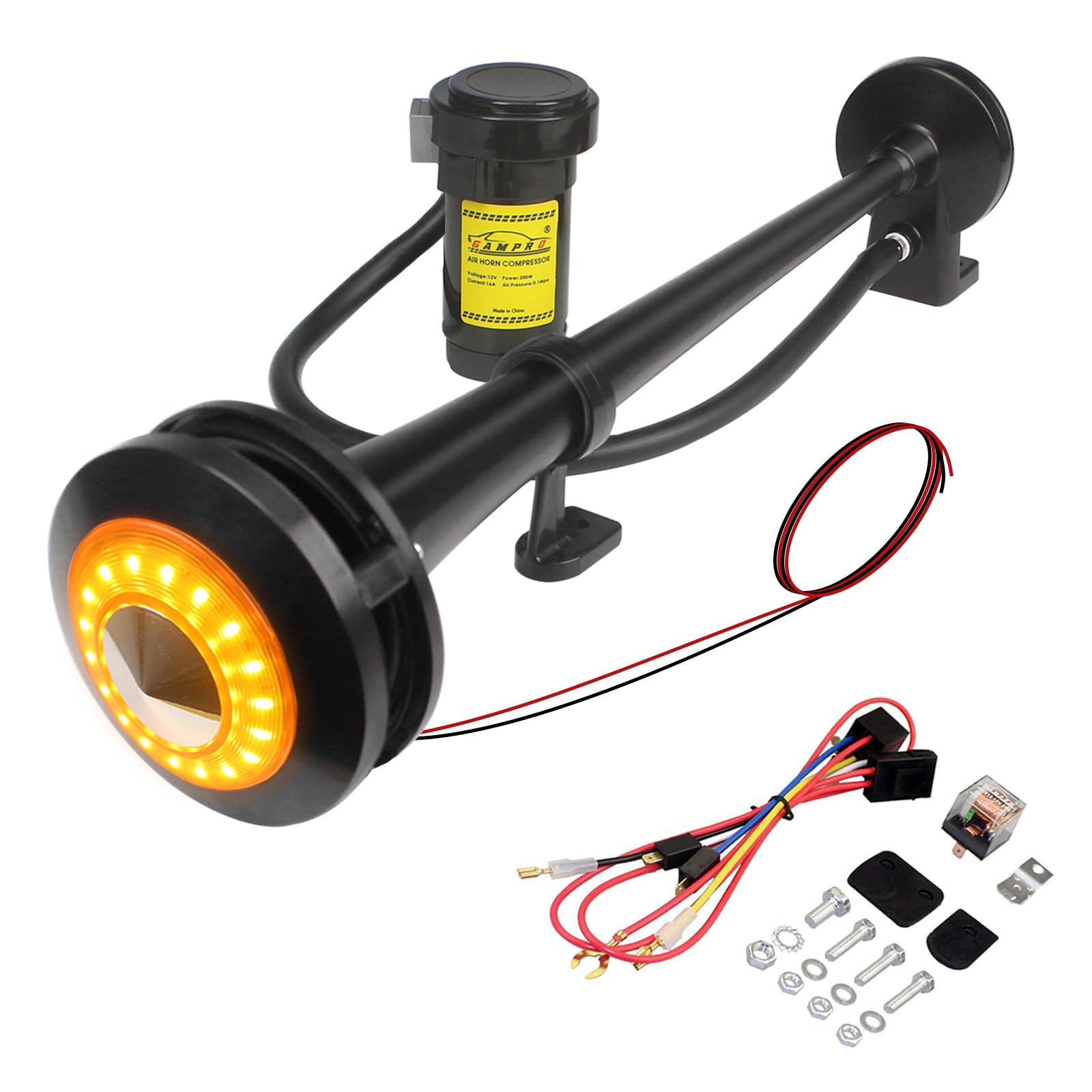 GAMPRO 12V 150DB Car Air Horns, 18 Pulgadas Trompeta Única
