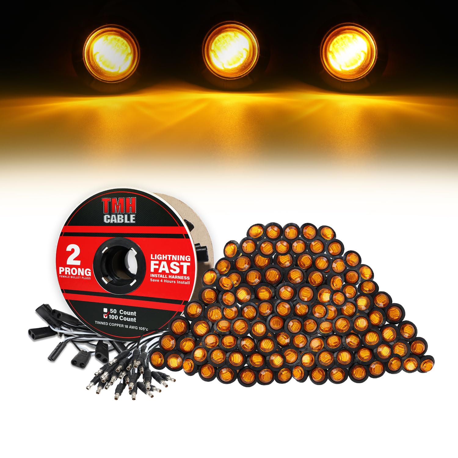 TMH 100 Pcs 3/4 Pulgada Luces de Marcador Lateral Ámbar con