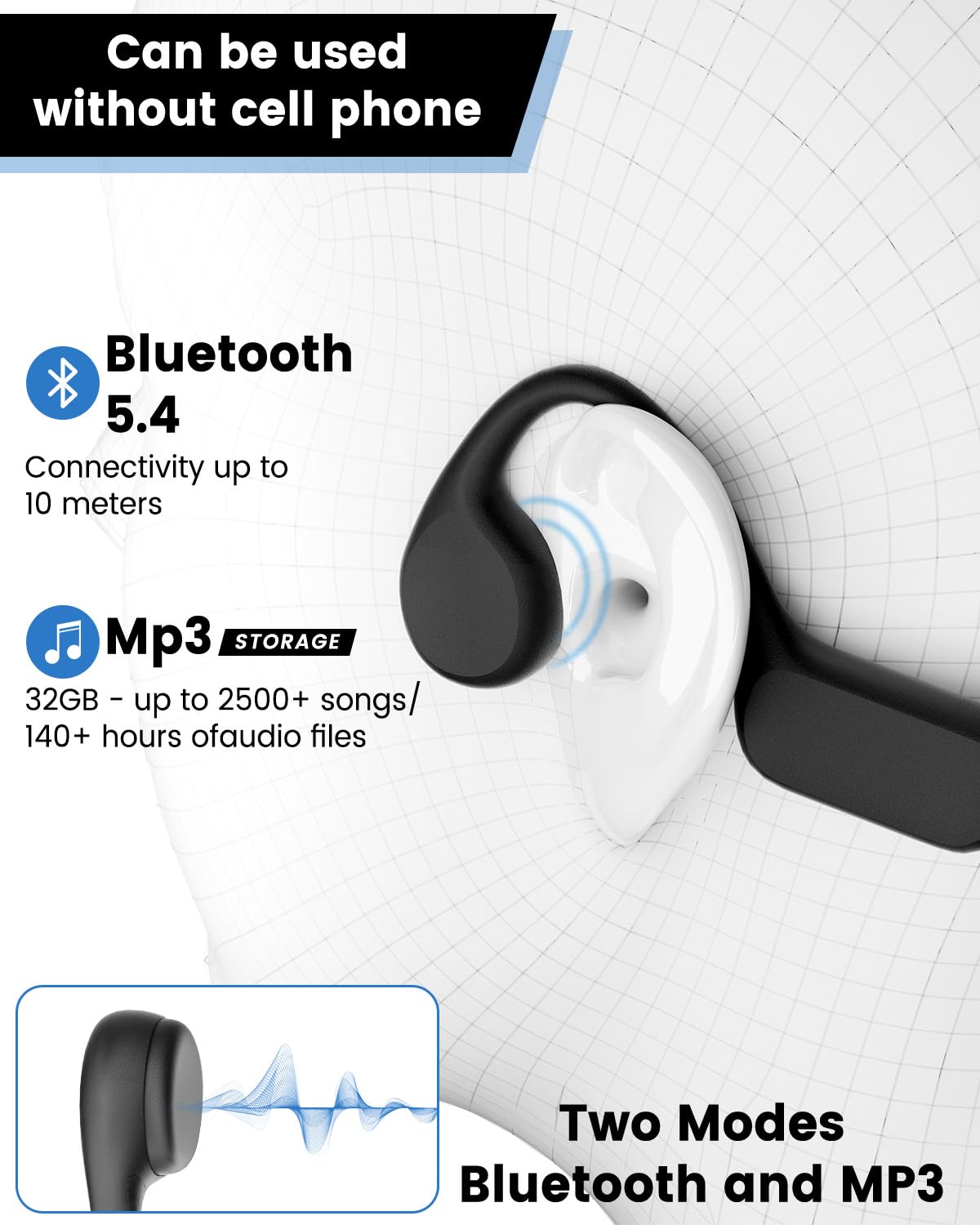 Audífonos de conducción ósea Banoshalo -Negro - Imagen 3