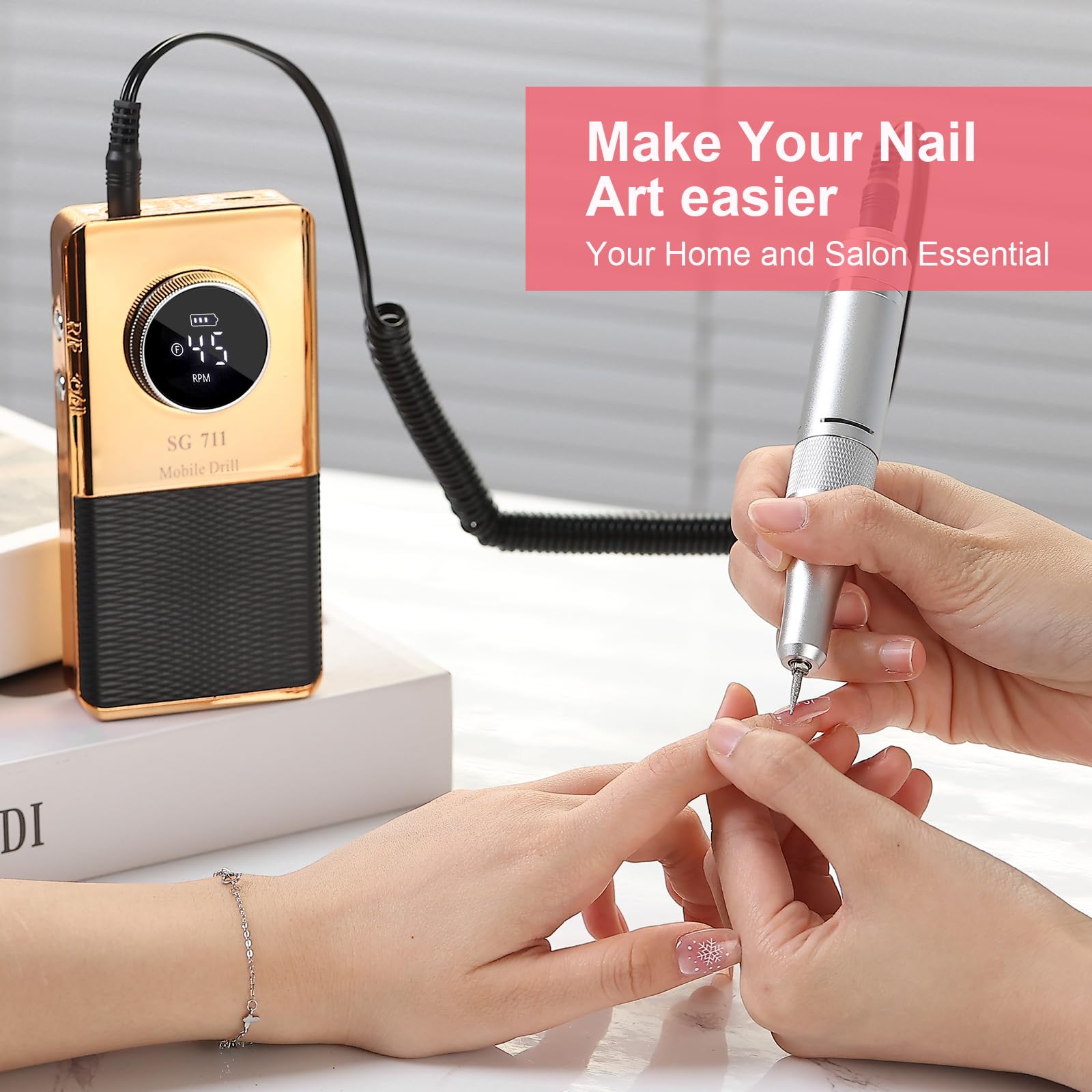 Máquina de Taladro de Uñas Eléctrico -Amarillo - Imagen 8