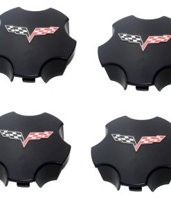 4 tapas de centro de rueda con logo de bandera cruzada