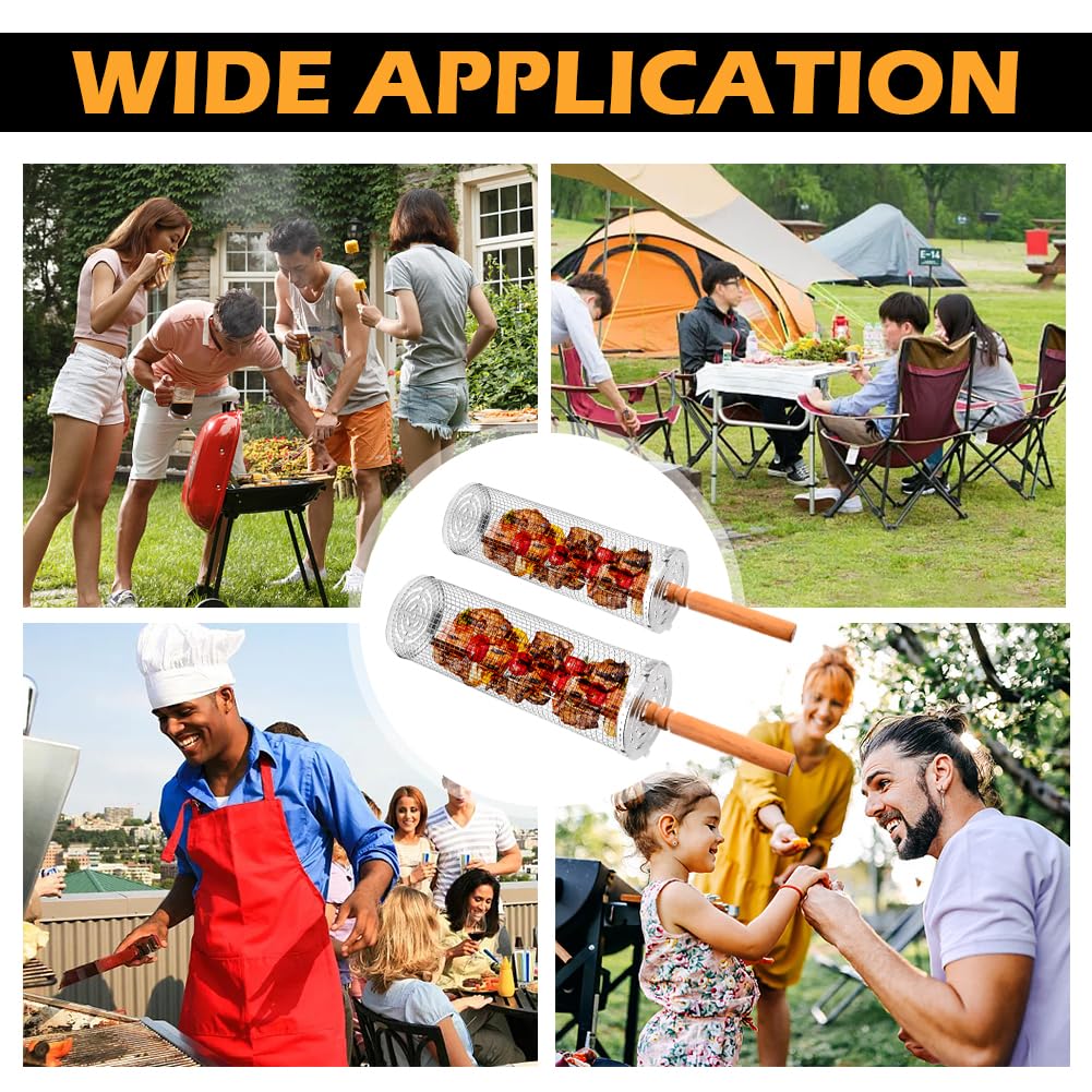 Set de 2 Canastas de Parrilla Giratorias con Asas de Madera - Imagen 8