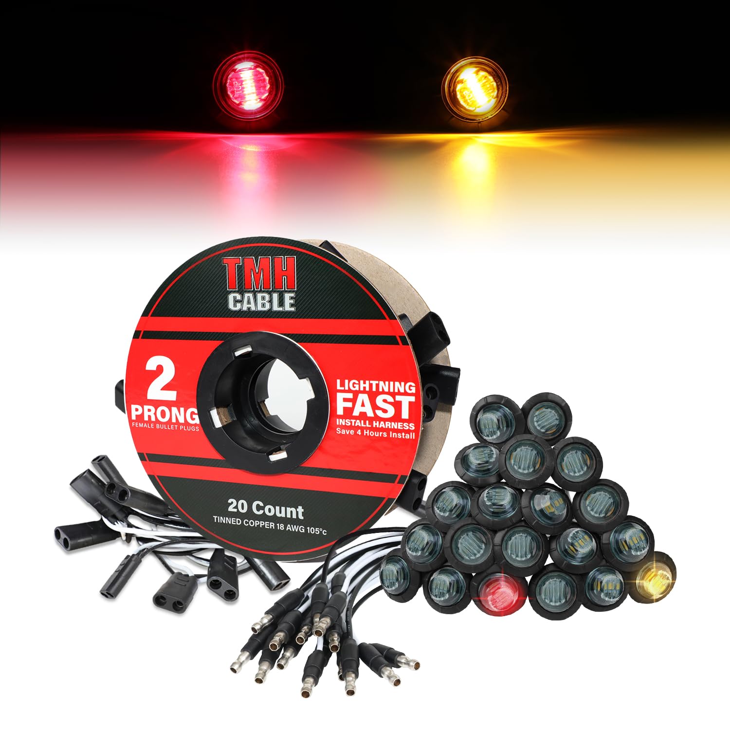 TMH 20 Piezas 3/4 Pulgada Luz de Marcador Lateral Lente
