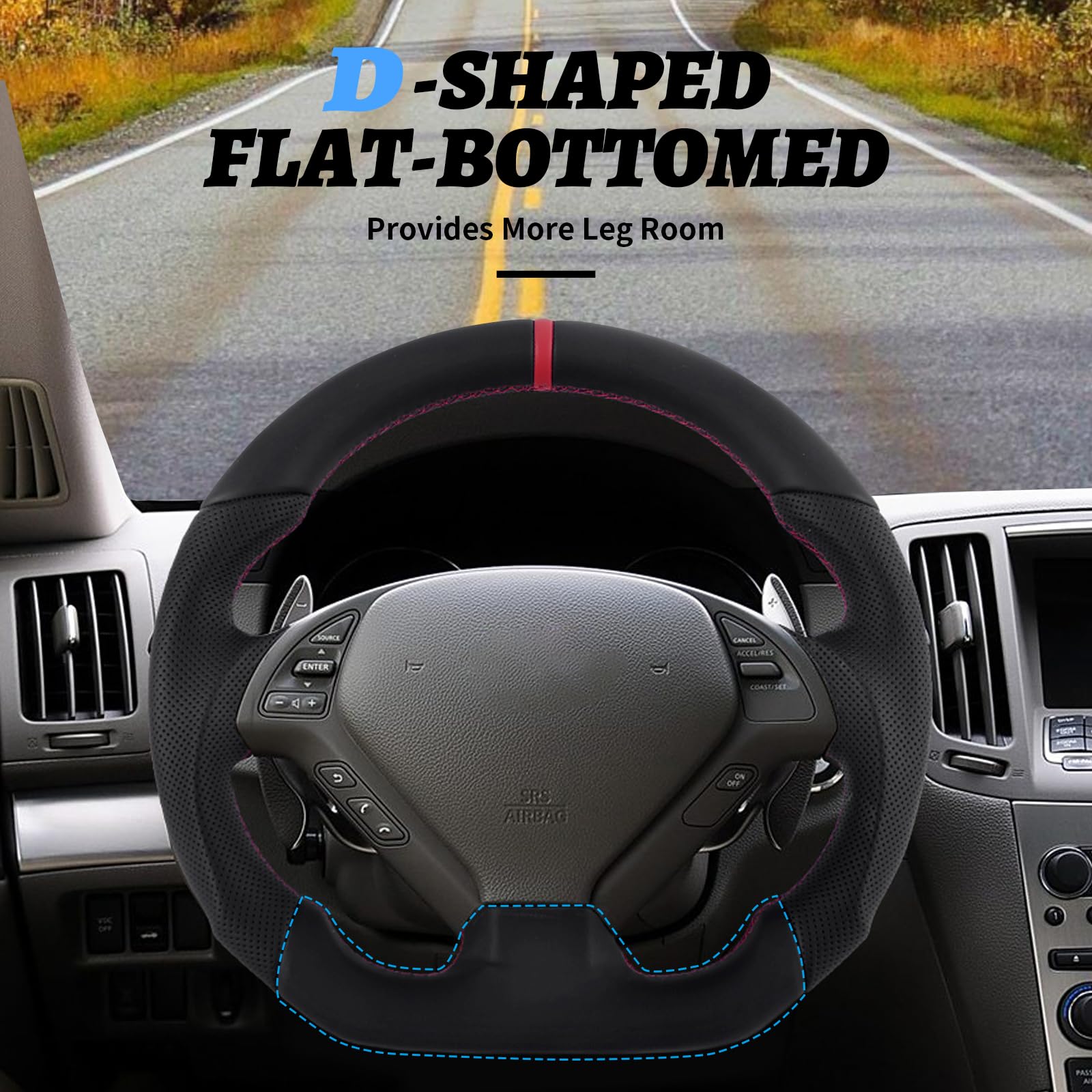 Volante de cuero completo LFEVOCSI para Infiniti G37 G37X - Imagen 5