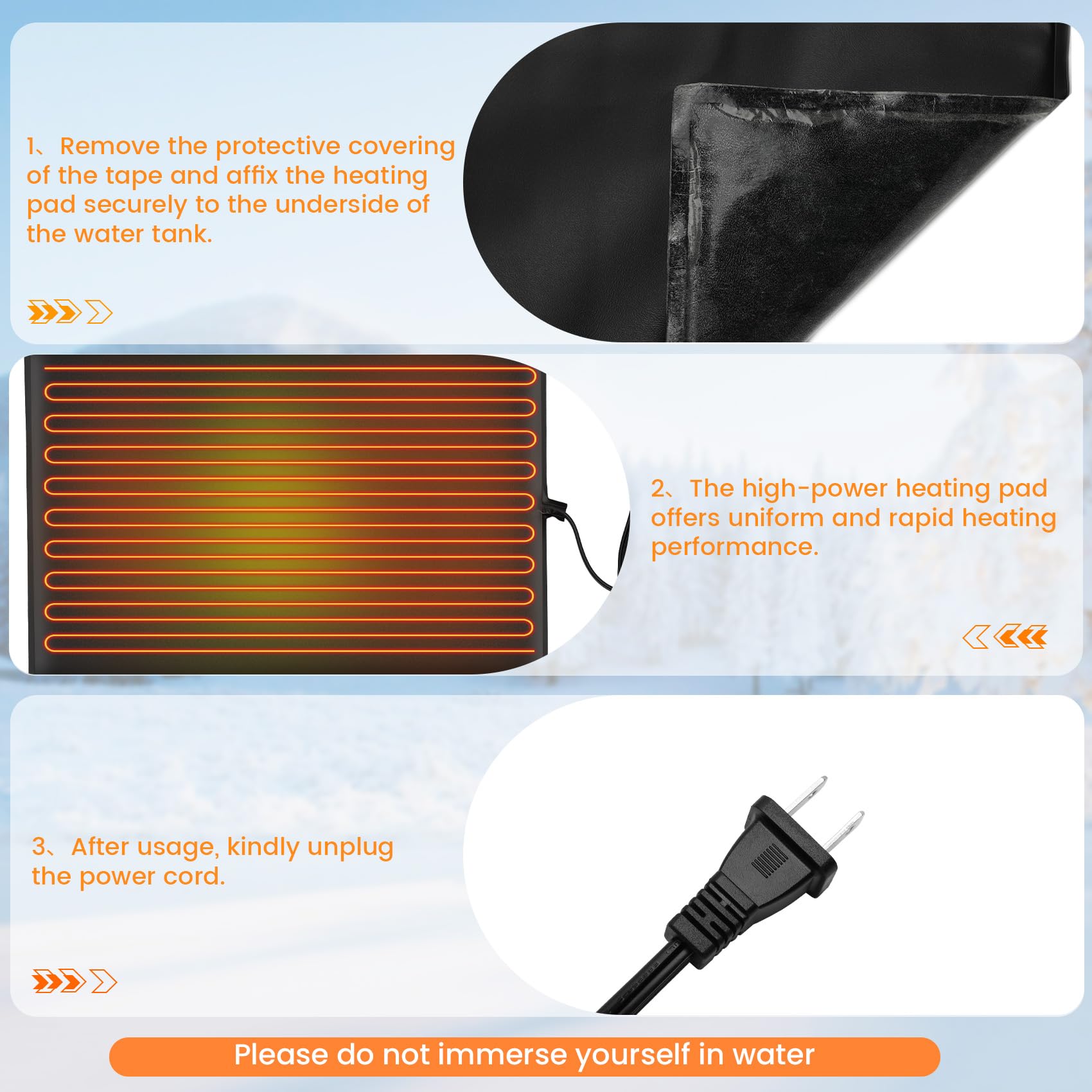 Foinwer 2PCS 120V RV Tank Heater Pad with Plug,12"x18",RV - Imagen 6