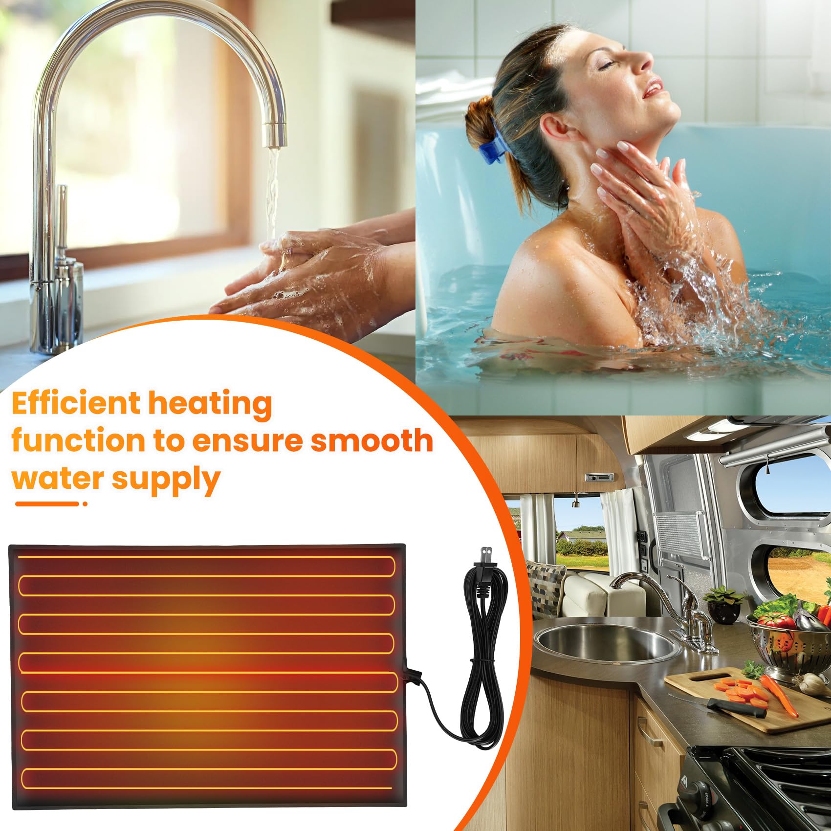 Foinwer 2PCS 120V RV Tank Heater Pad with Plug,12"x18",RV - Imagen 8