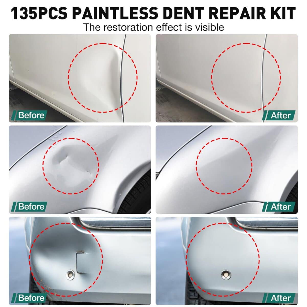 Kit de Reparación de Abolladuras para Coche, 135 Piezas con - Imagen 3
