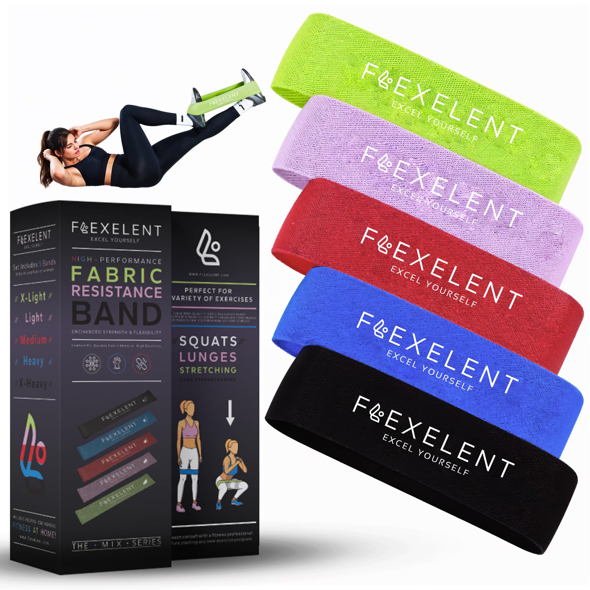 Banda de Resistencia de Tela de 5 Niveles -Multicolor