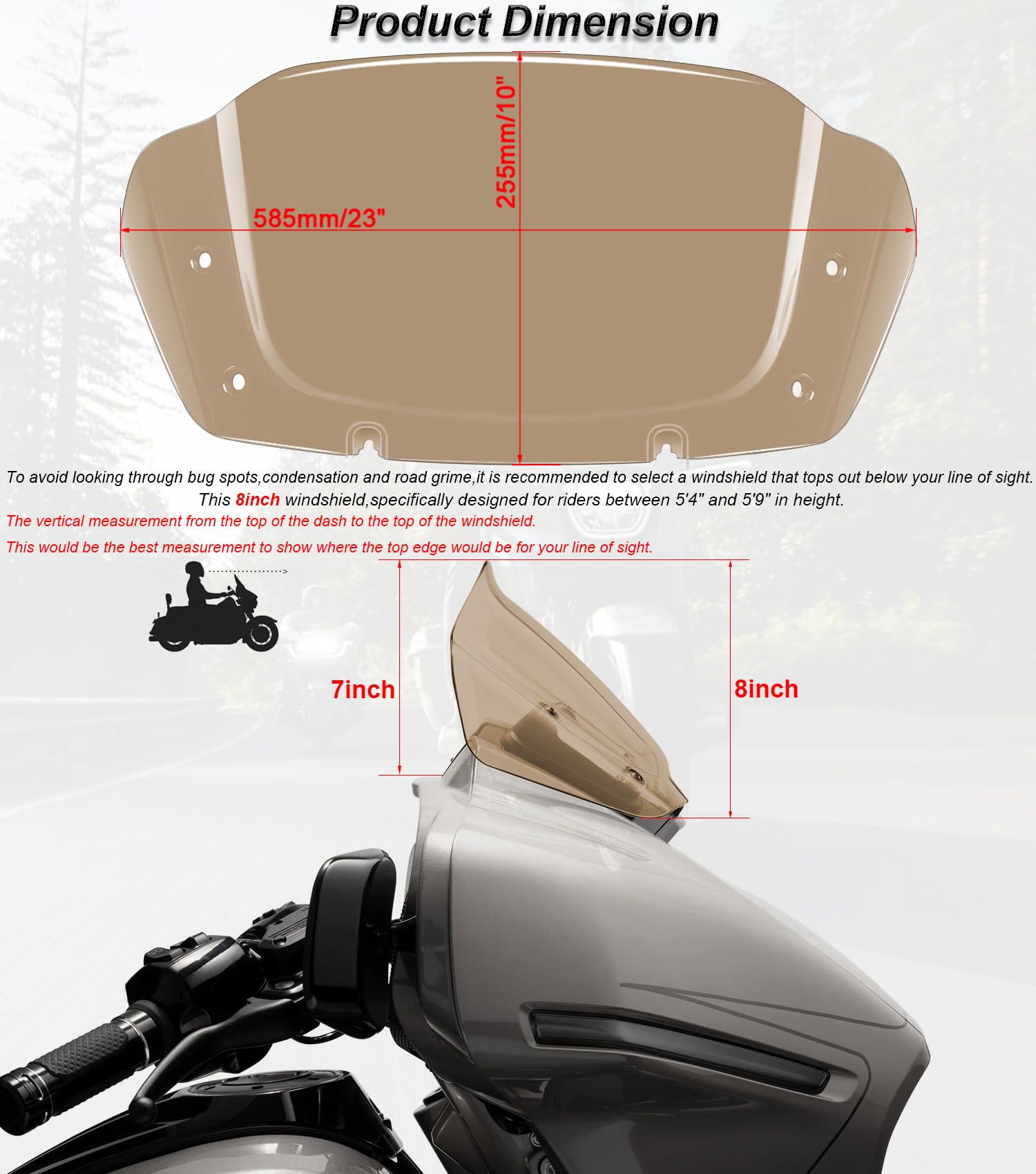 Parabrisas de Onda de 8" para Harley Davidson Touring CVO - Imagen 6