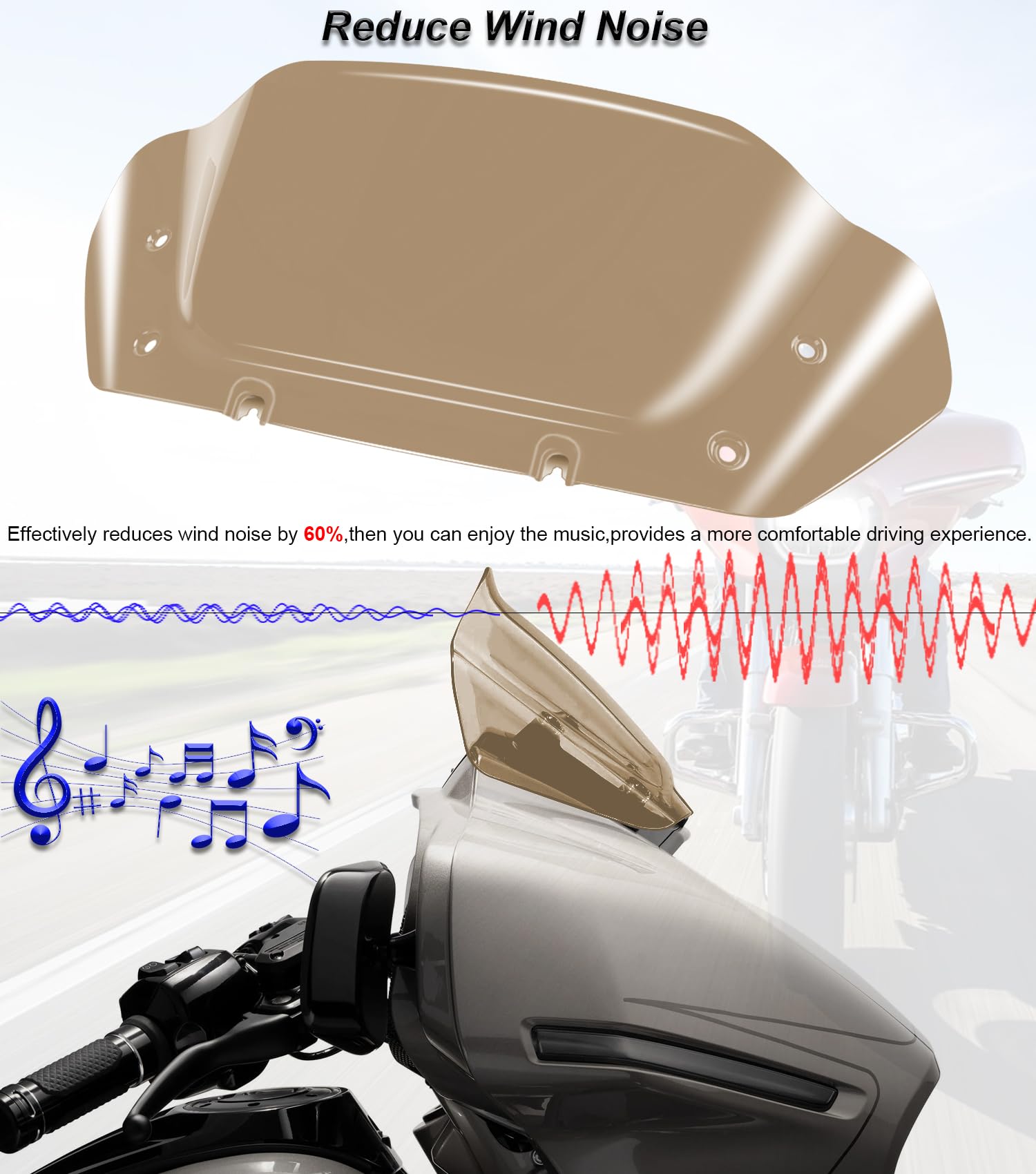 Parabrisas de Onda de 8" para Harley Davidson Touring CVO - Imagen 4