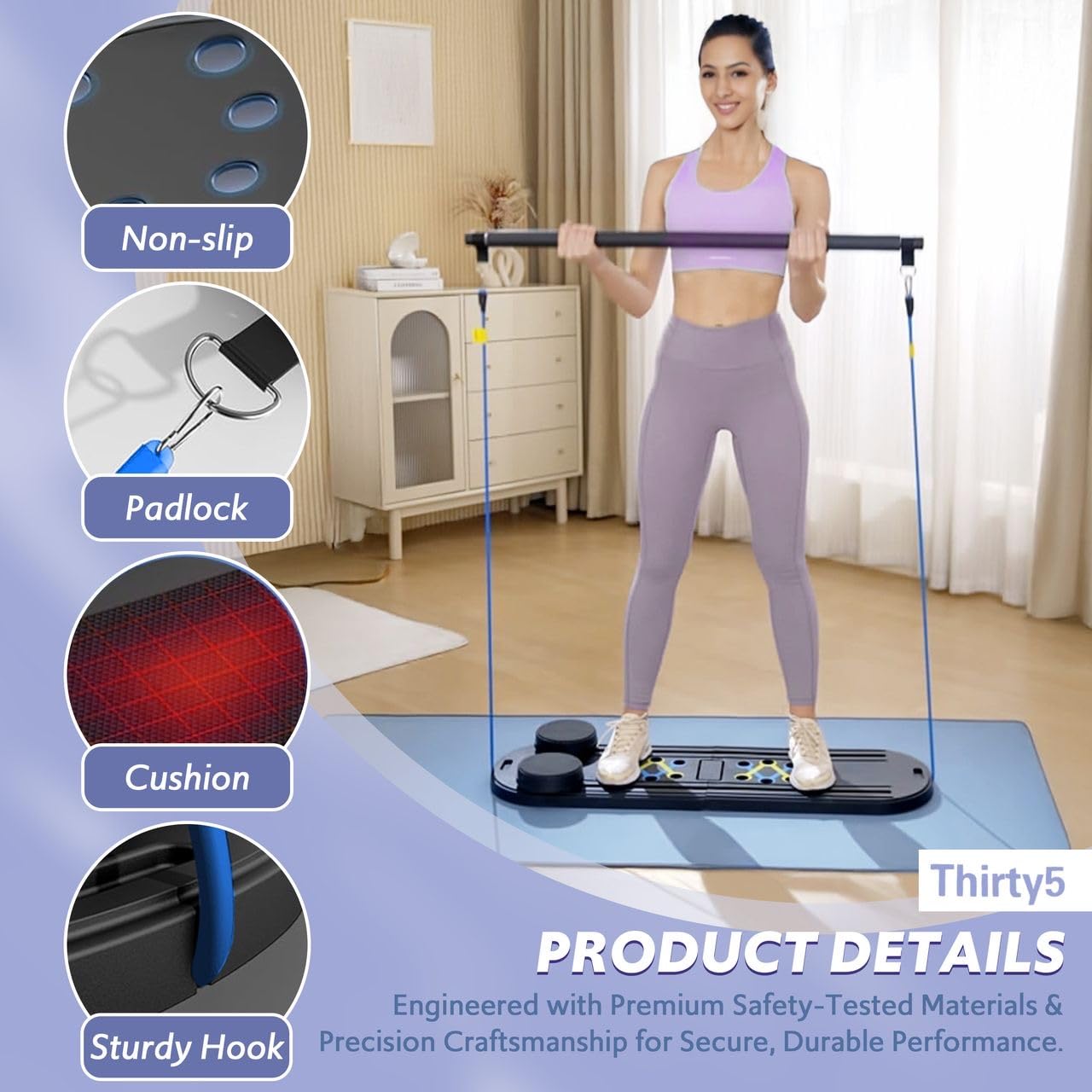 Tablero de Pilates Reformer - Set de Entrenamiento en Casa - Imagen 8