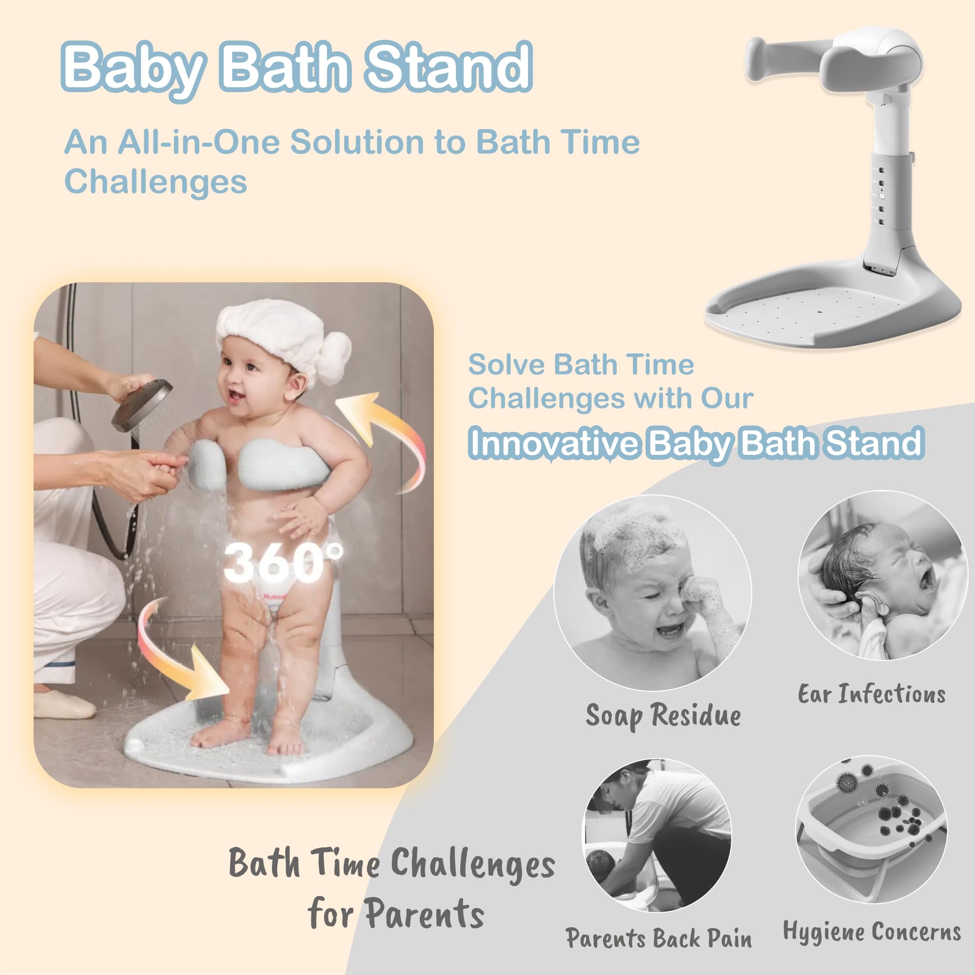 Soporte para Duchas de Bebé con Soporte Ajustable - - Imagen 3