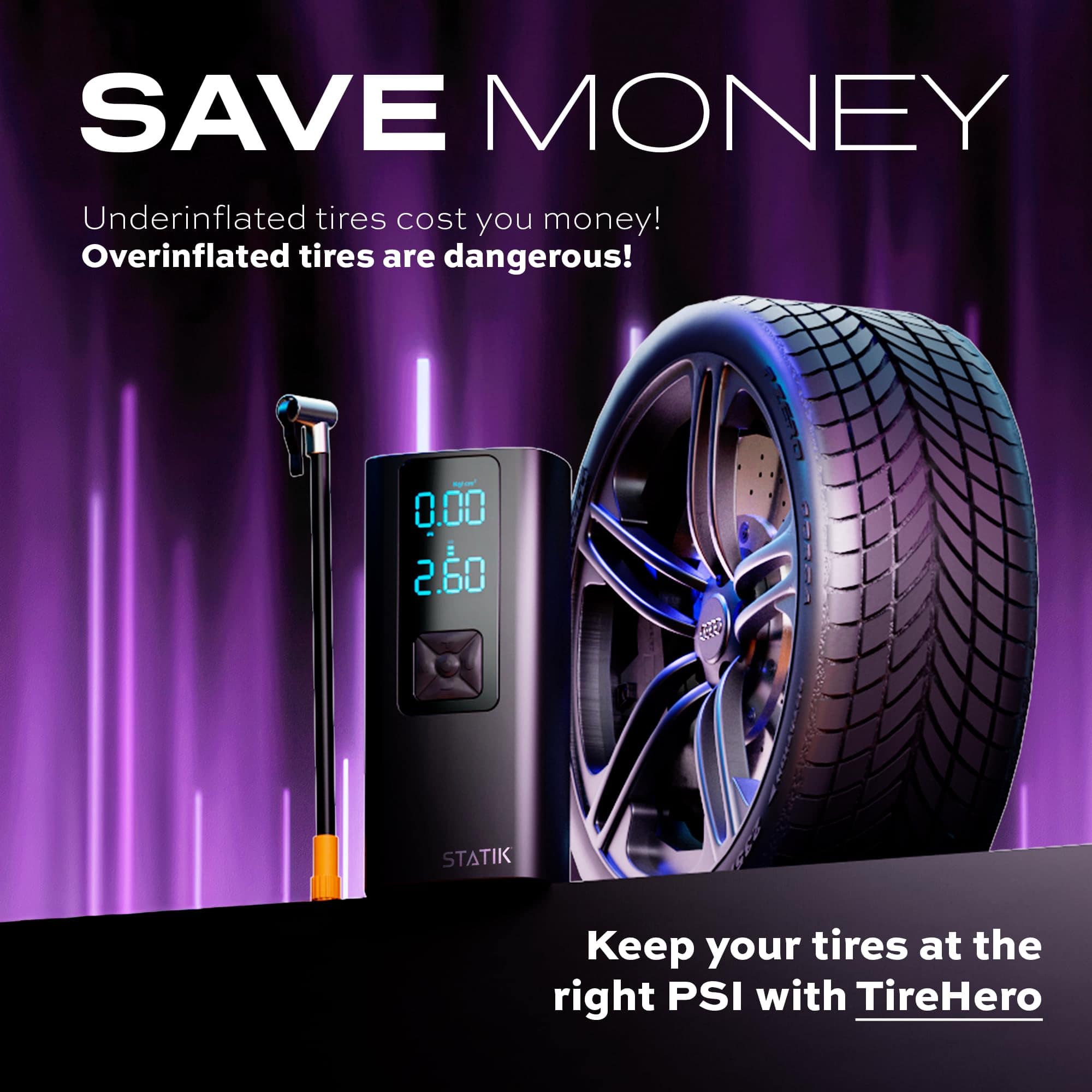 Inflador de neumáticos de coche STATIK TireHero, compresor - Imagen 8