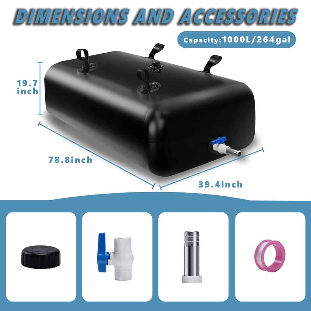Tanque de Agua Plegable Portátil GHOSOONE 1000 L/264 Gal, - Imagen 3