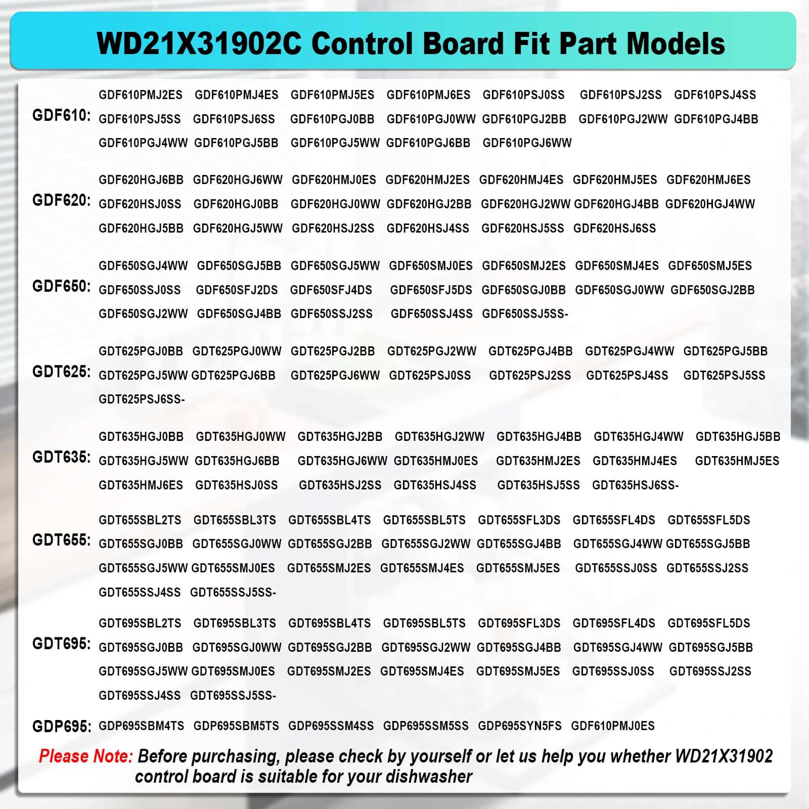 Newnuvaip WD21X31902 WD21X31902C WD21X23462 Tarjeta de - Imagen 4