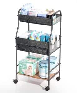 Carrito organizador de pañales para bebé de 3 niveles con