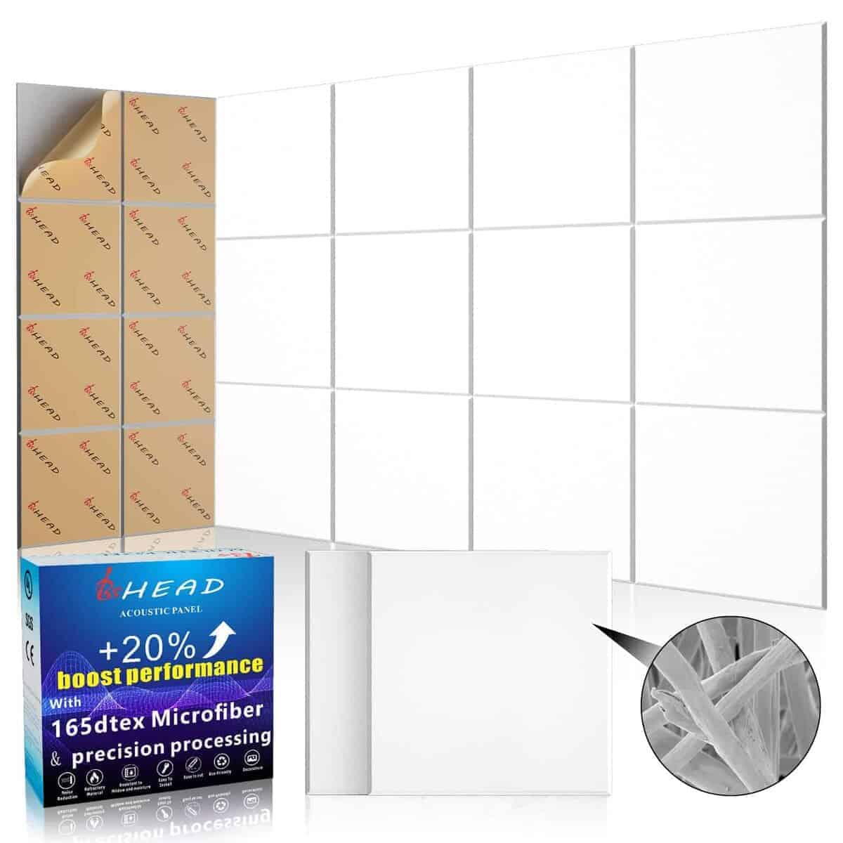 Panel Acústico de Microfibra BSHEAD, Autoadhesivo, 10