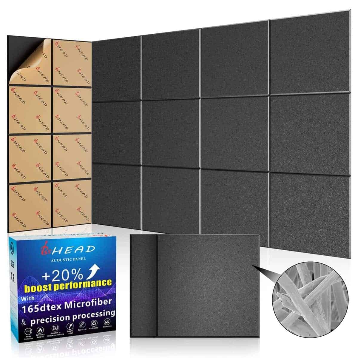 BSHEAD 10 unidades 165dtex Paneles Acústicos de Microfibra