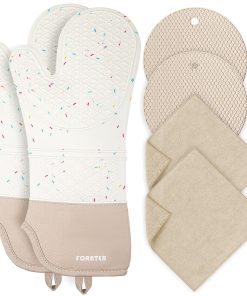 Juego de 6 guantes de horno extra largos y agarraderas,