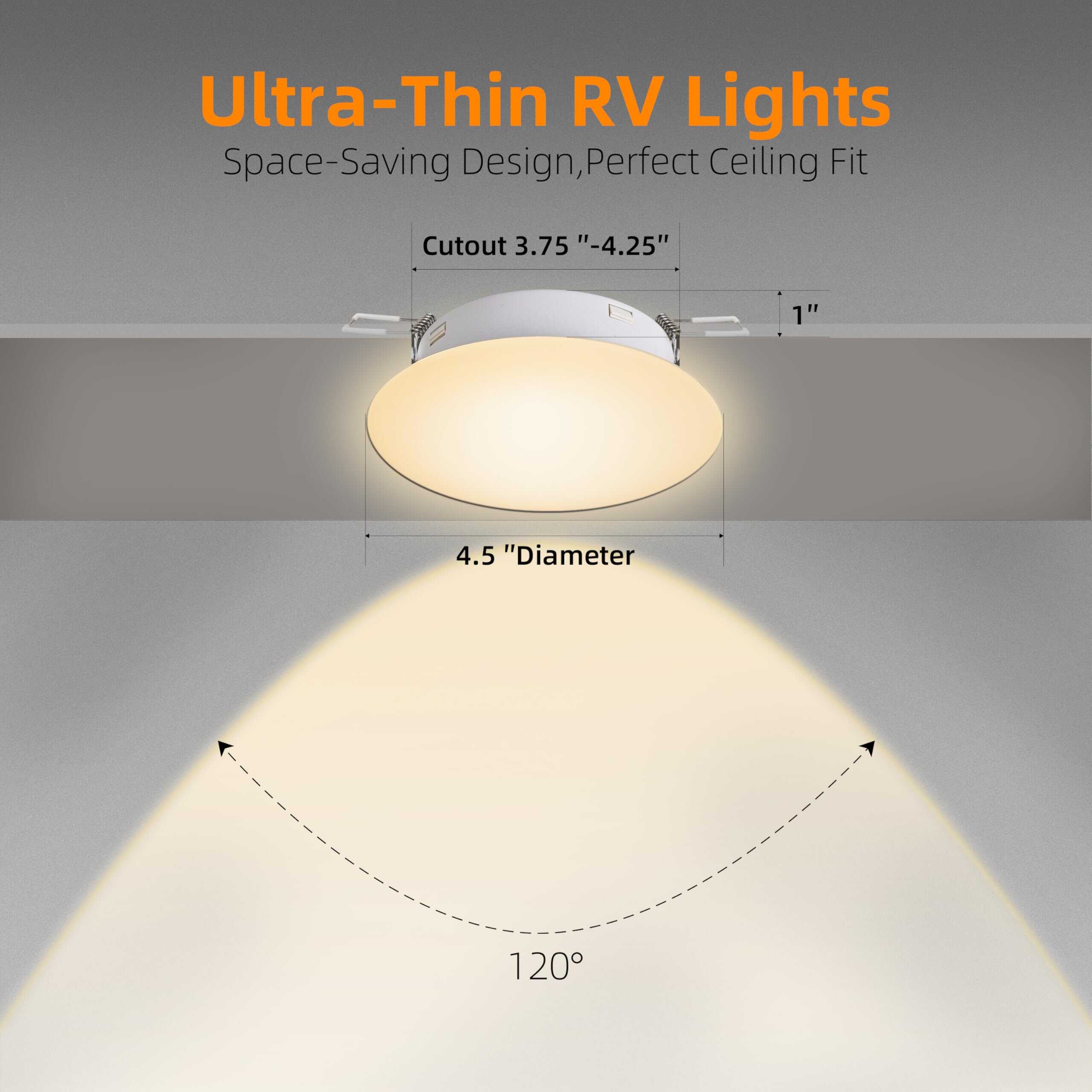 Luces interiores de RV RVsmattly 4.5in, luces de puck LED - Imagen 5
