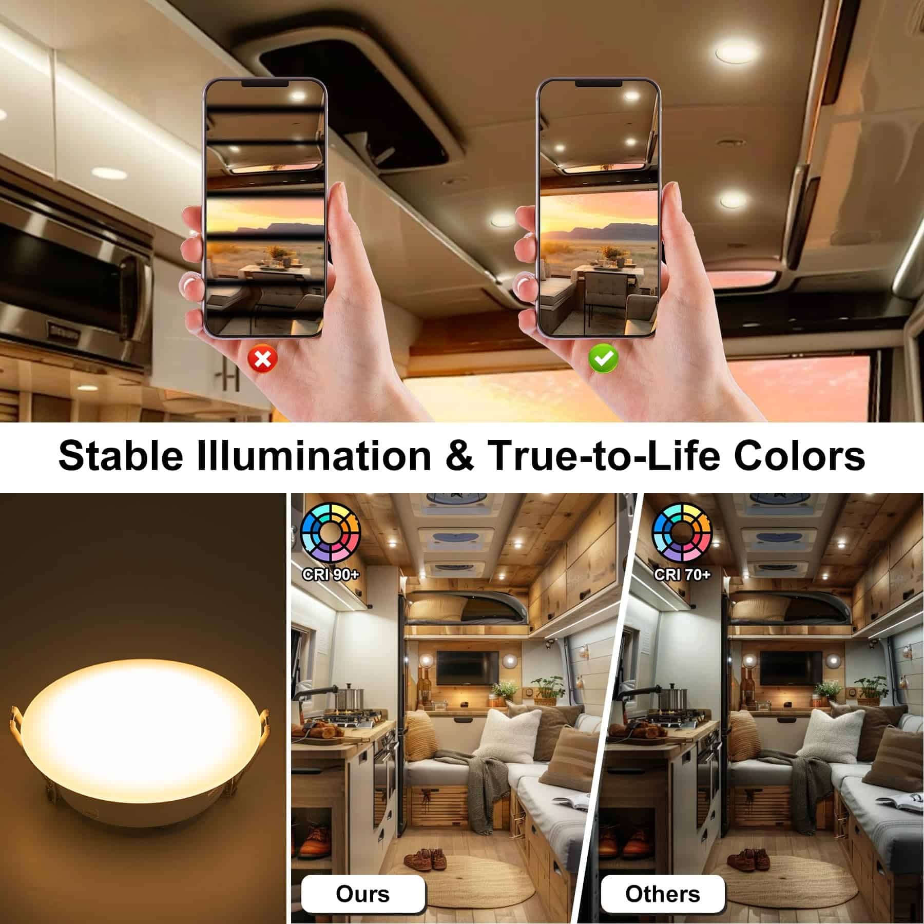 Luces interiores de RV RVsmattly 4.5in, luces de puck LED - Imagen 4