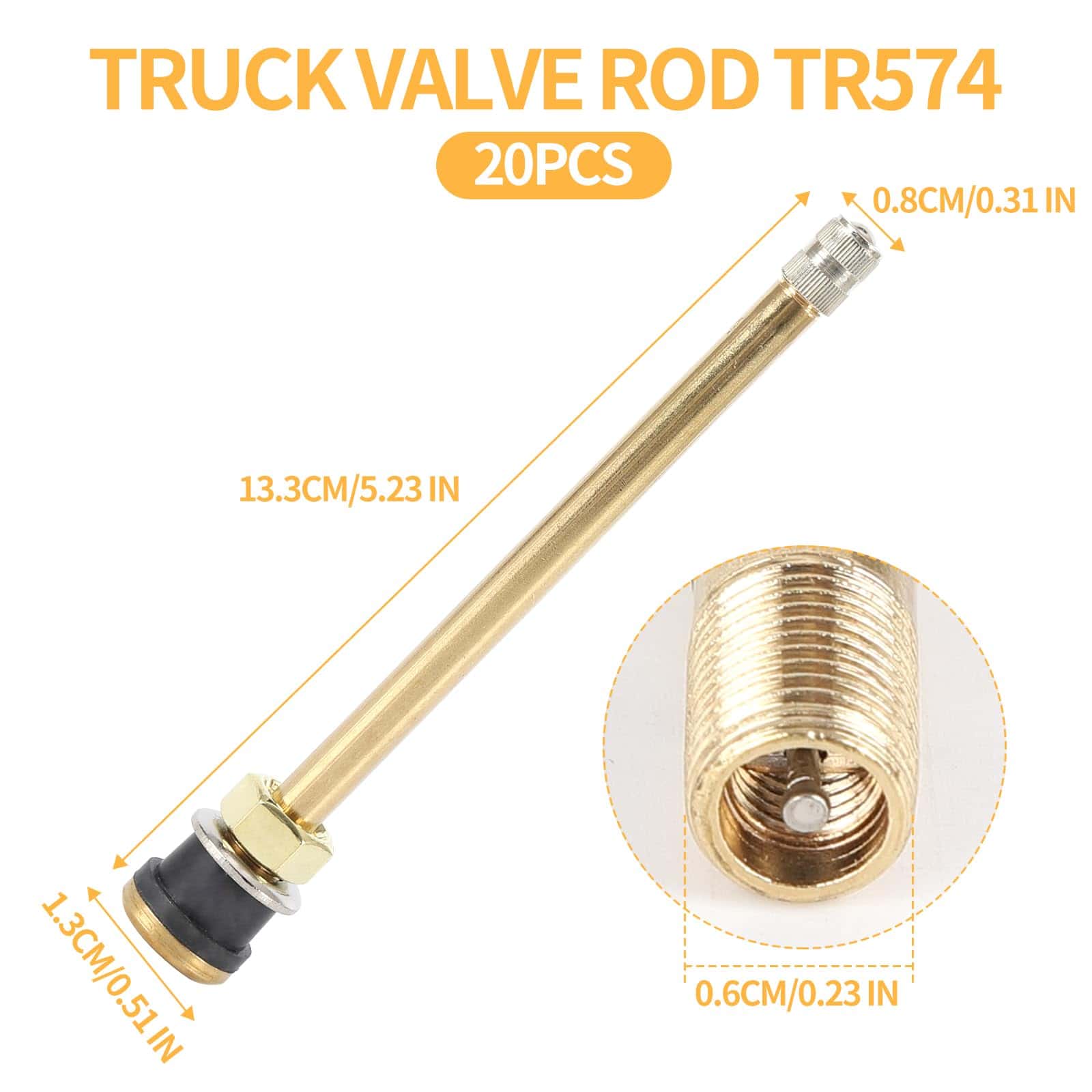 20 Pcs 5in Clamp in Truck Valve Stems, Válvulas rectas para - Imagen 6