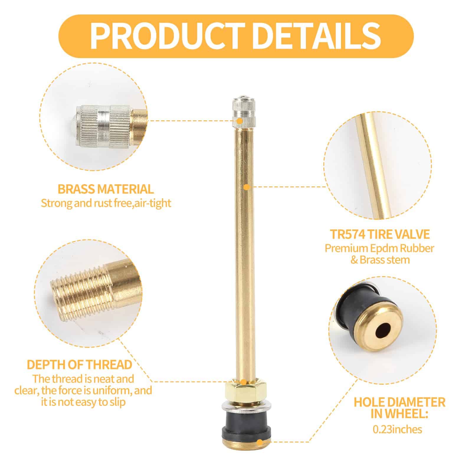 20 Pcs 5in Clamp in Truck Valve Stems, Válvulas rectas para - Imagen 3