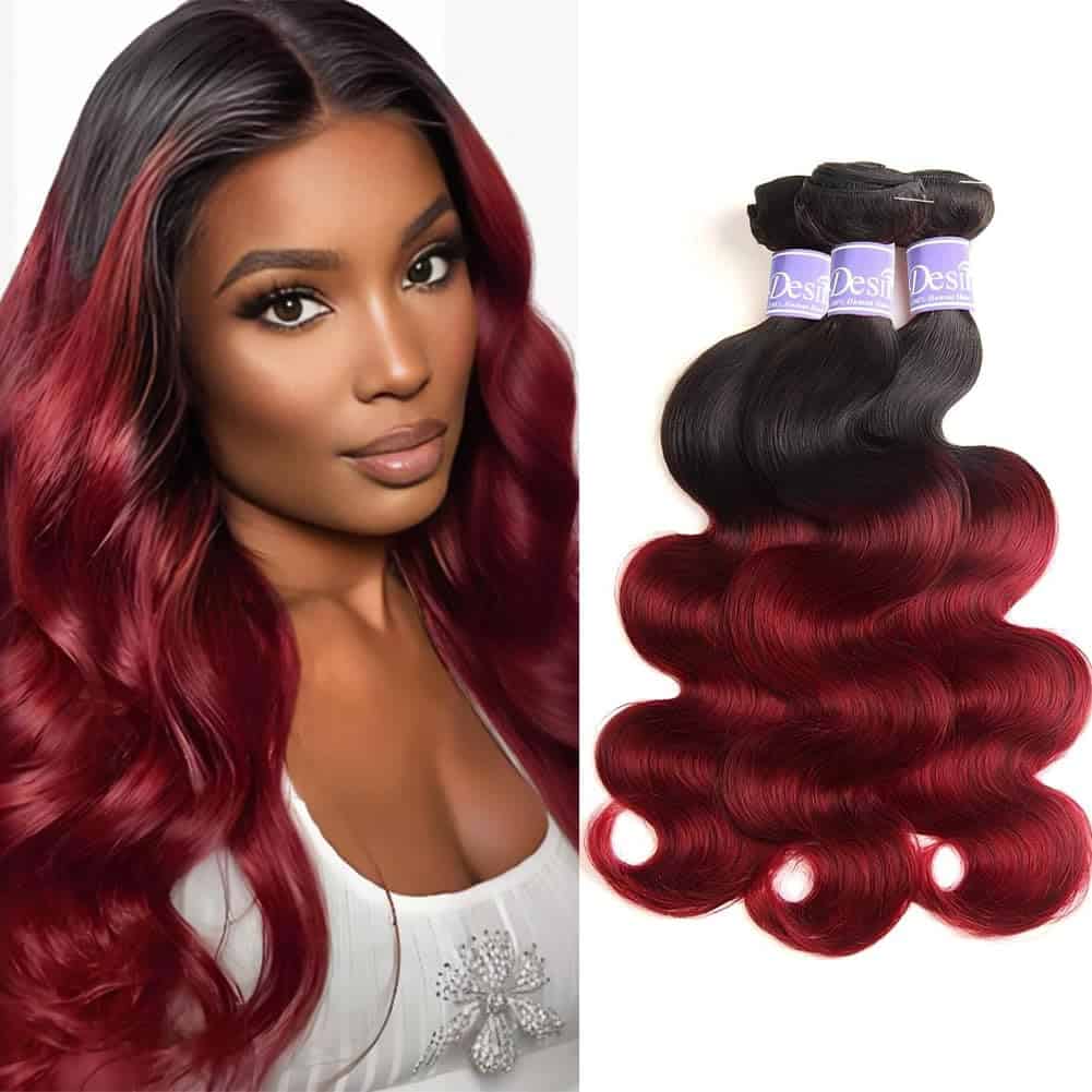 UDesire 1B/99J Ombre Body Wave Mechones de Cabello Humano 3