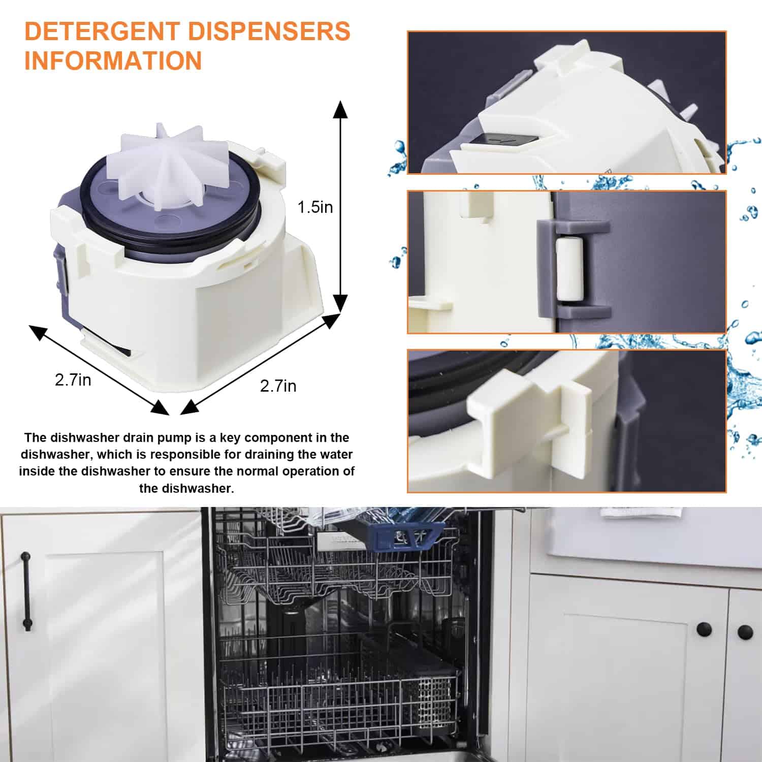 Bomba de Drenaje para Lavavajillas LDNMILES DD31-00016A - Imagen 4