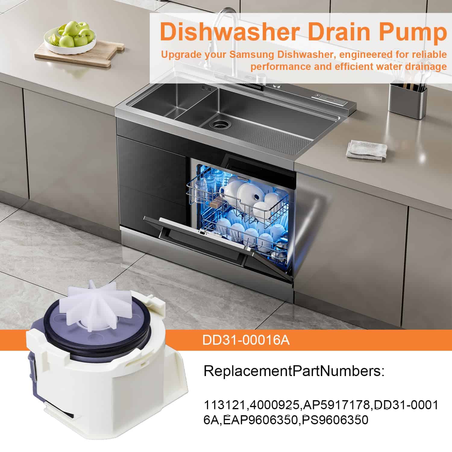 Bomba de Drenaje para Lavavajillas LDNMILES DD31-00016A - Imagen 3