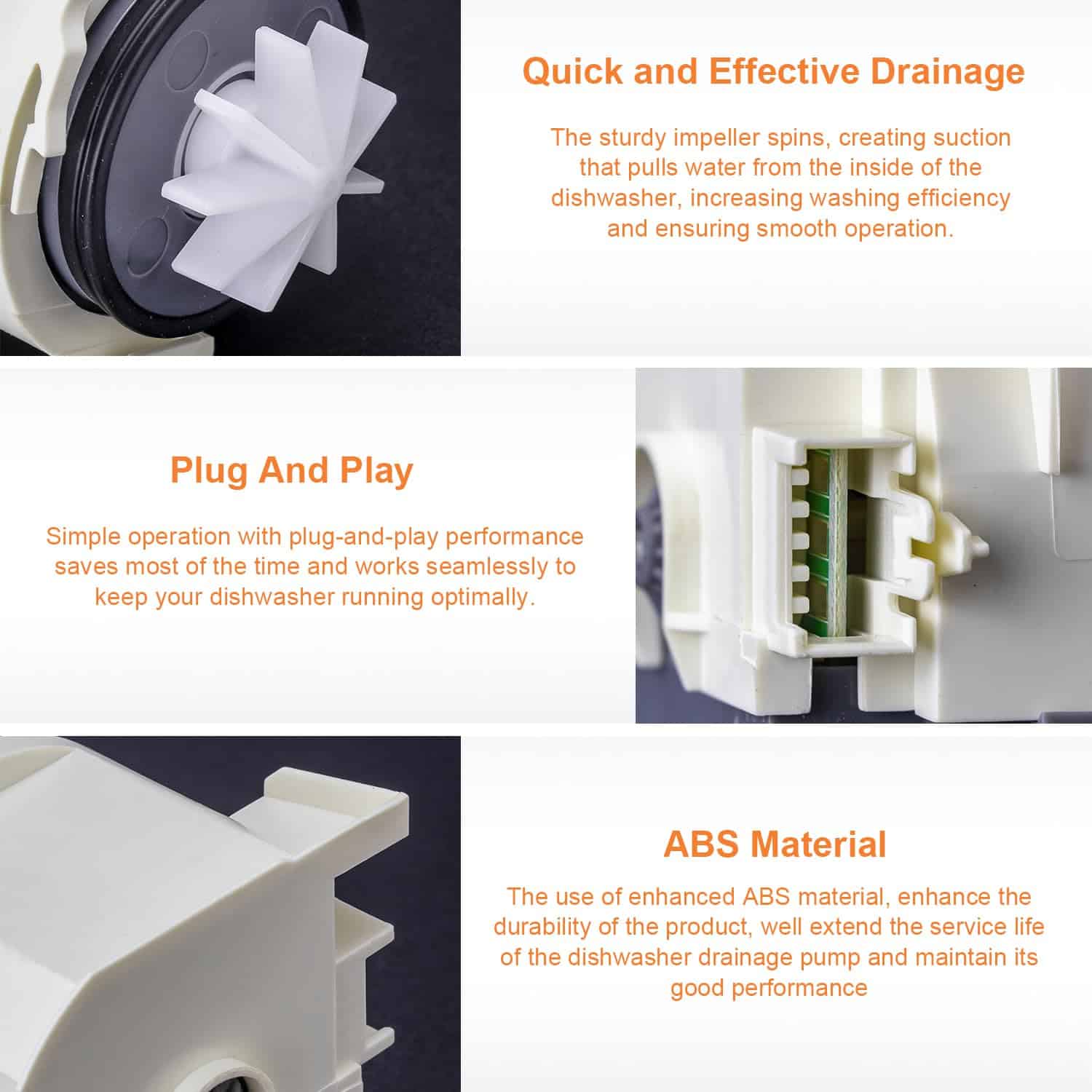 Bomba de Drenaje para Lavavajillas LDNMILES DD31-00016A - Imagen 5