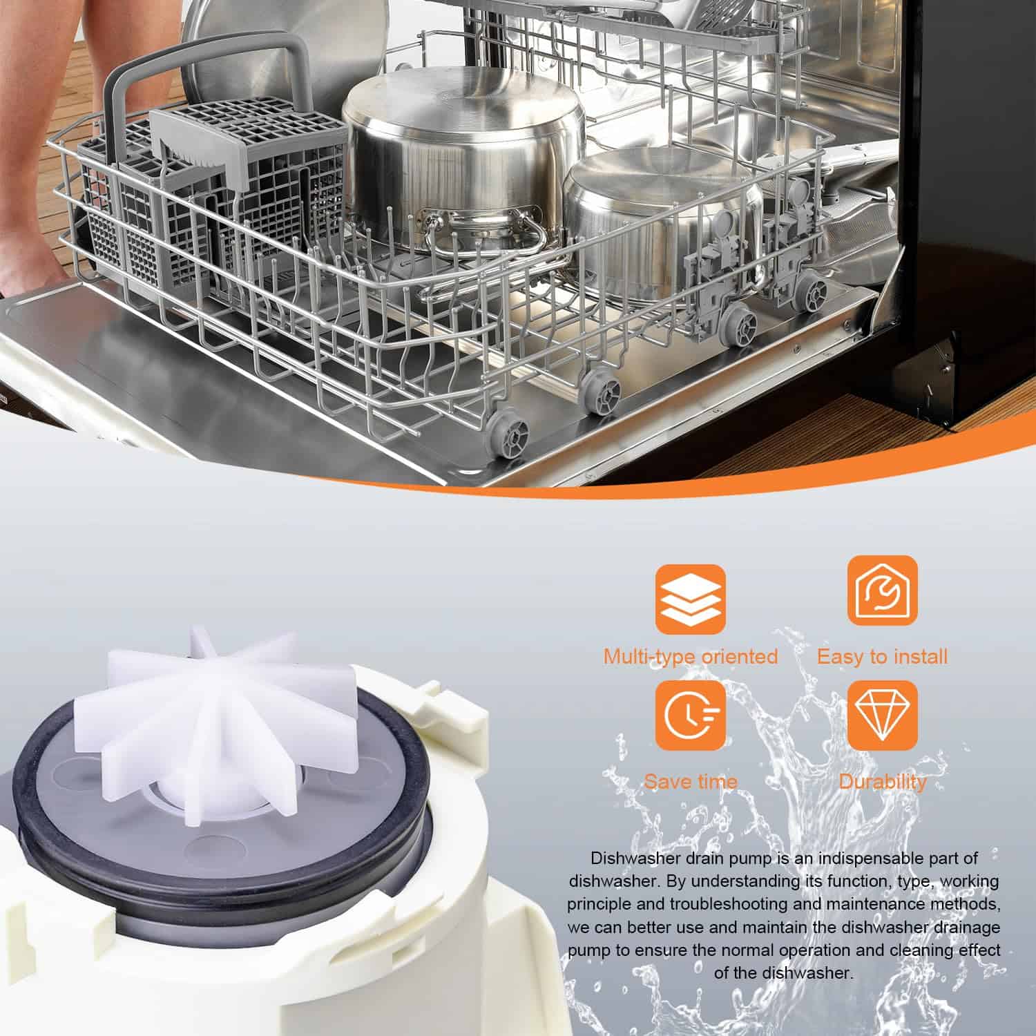 Bomba de Drenaje para Lavavajillas LDNMILES DD31-00016A - Imagen 6