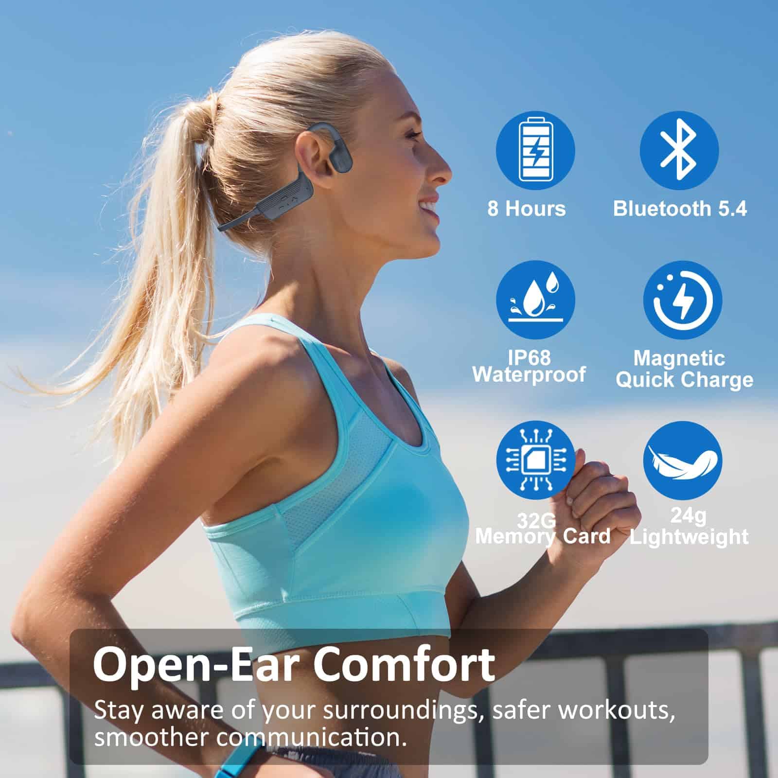 Auriculares de natación KOPIDOE, IP68 Impermeables - Imagen 4