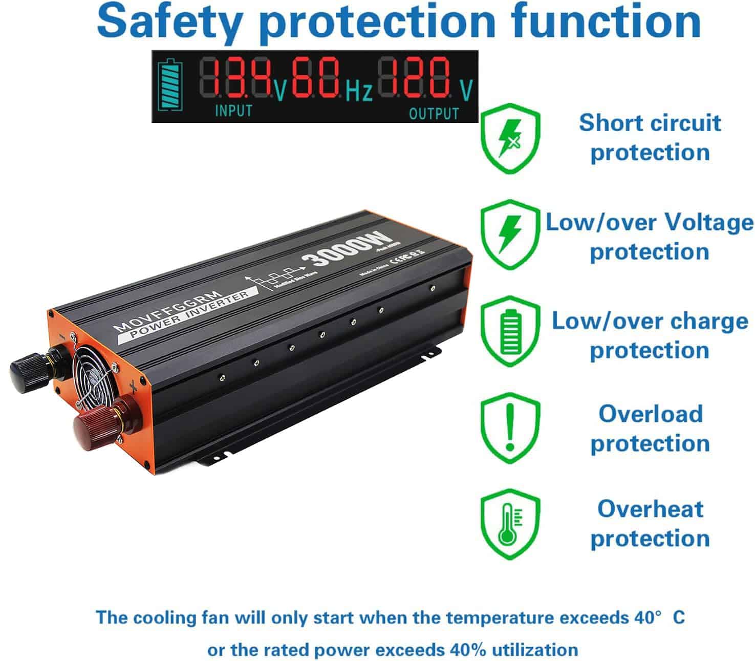 Convertidor de Inversor de Potencia de 3000 Vatios, 12V CC - Imagen 4