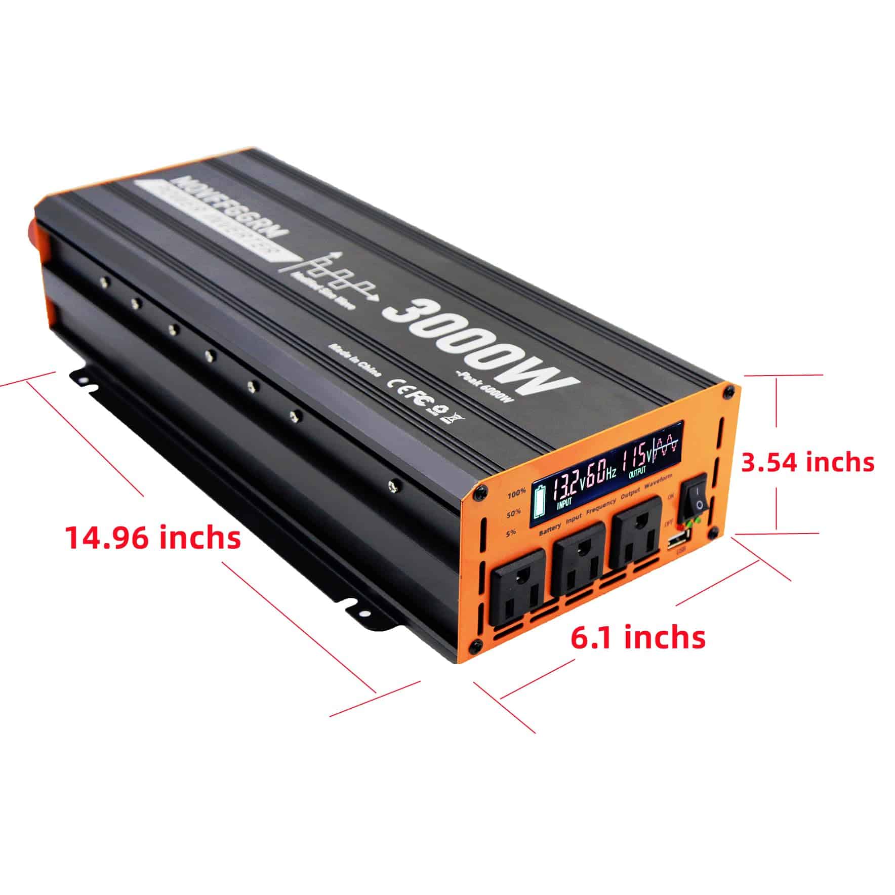 Convertidor de Inversor de Potencia de 3000 Vatios, 12V CC - Imagen 3