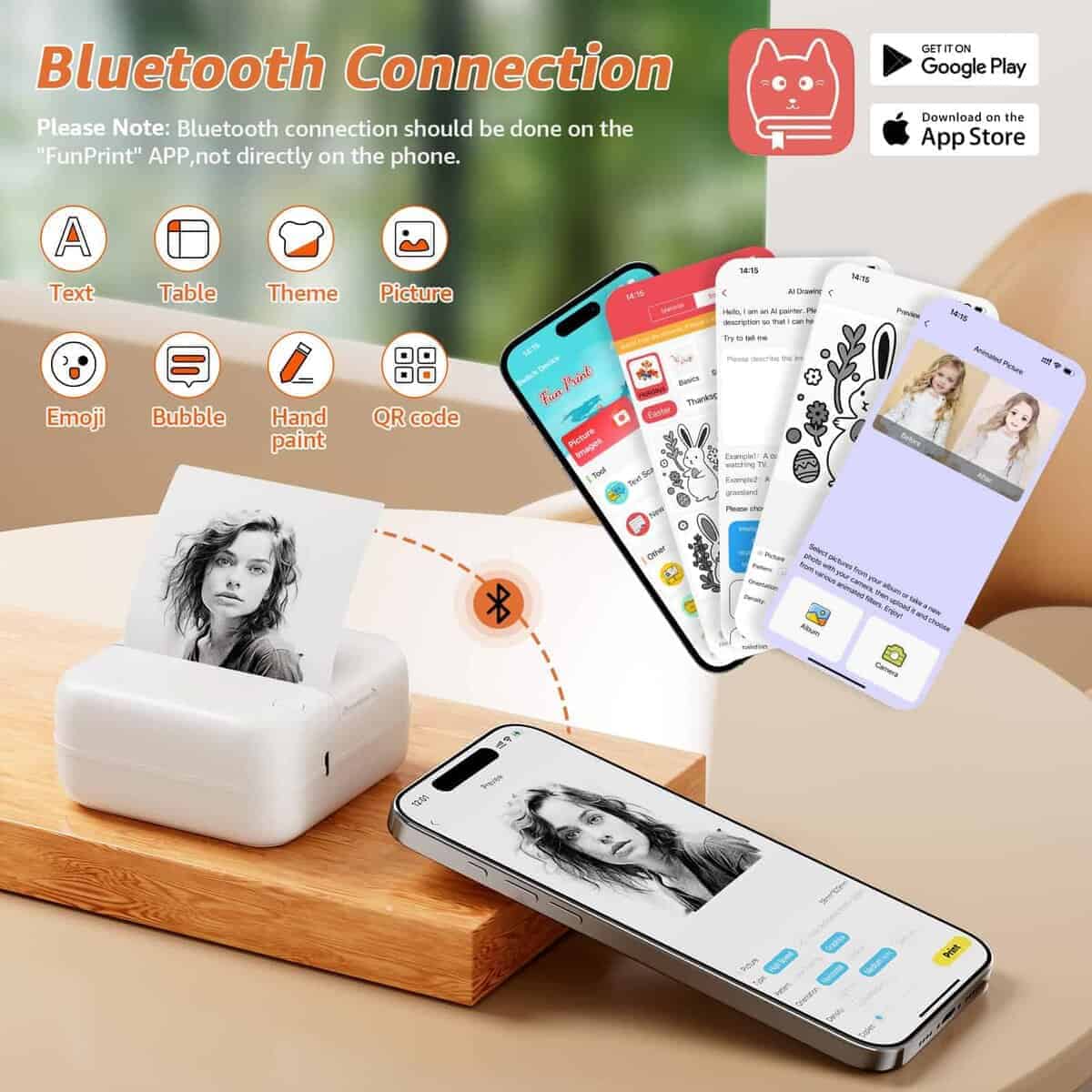 Impresora Portátil Geyrut Mini Impresora Térmica, Impresora - Imagen 4