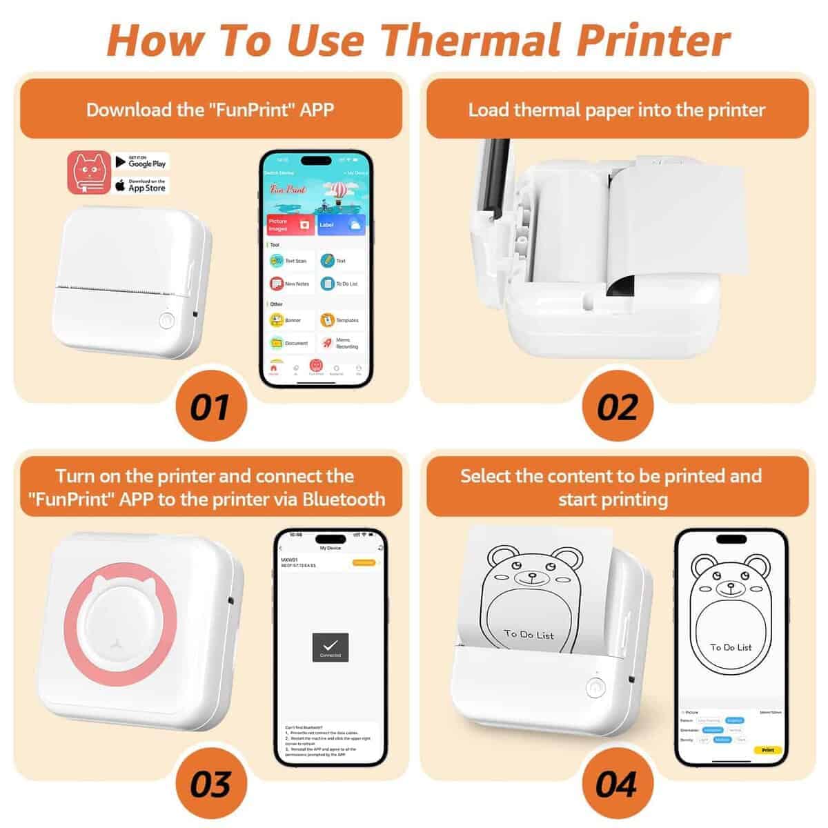 Impresora Portátil Geyrut Mini Impresora Térmica, Impresora - Imagen 6