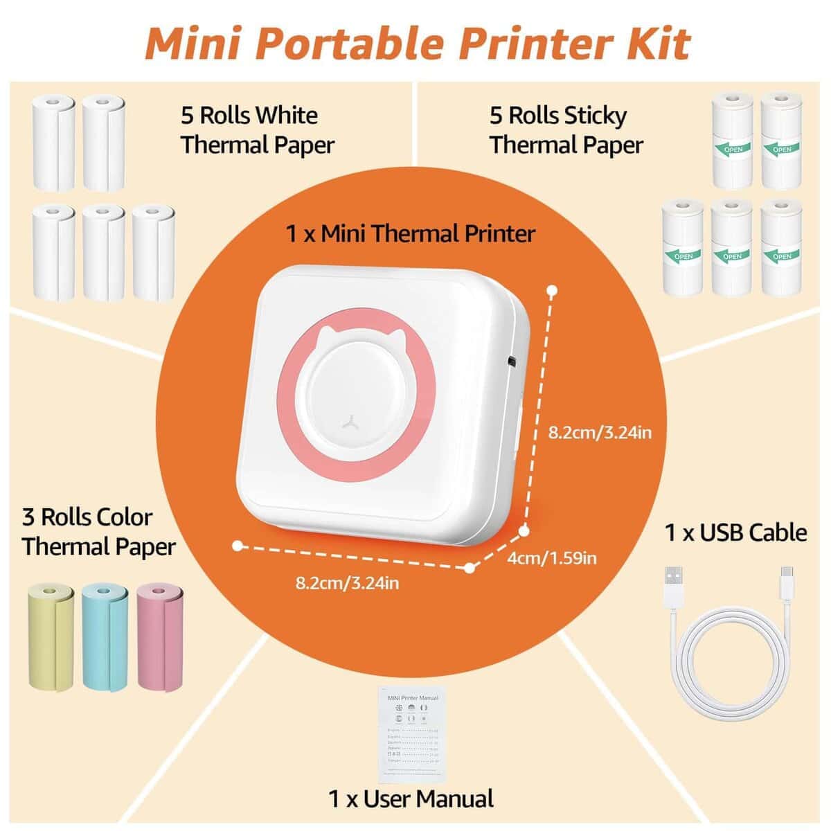 Impresora Portátil Geyrut Mini Impresora Térmica, Impresora - Imagen 7